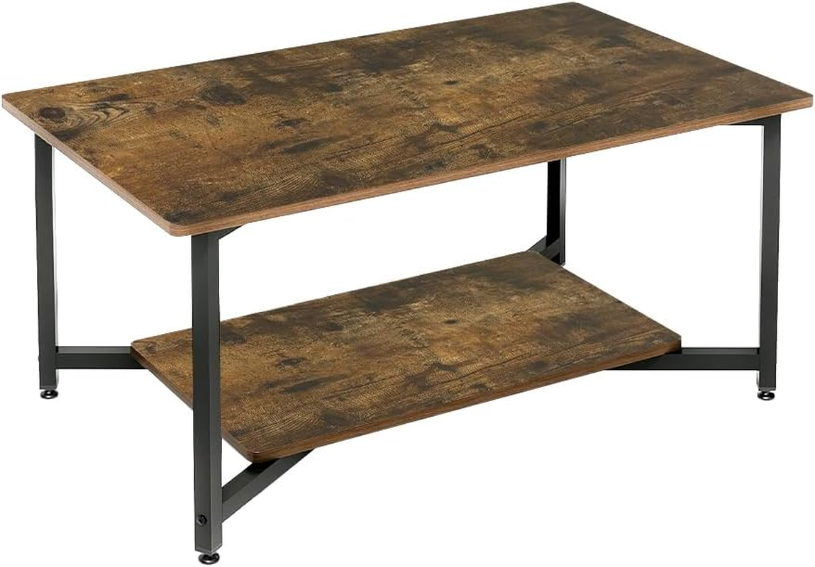 Viviendo 3-Tier Side Table, Industrial End Table for Living Room, Bedside Tables with Storage Shelves, Rustic Wooden Nightstand with Metal Frame