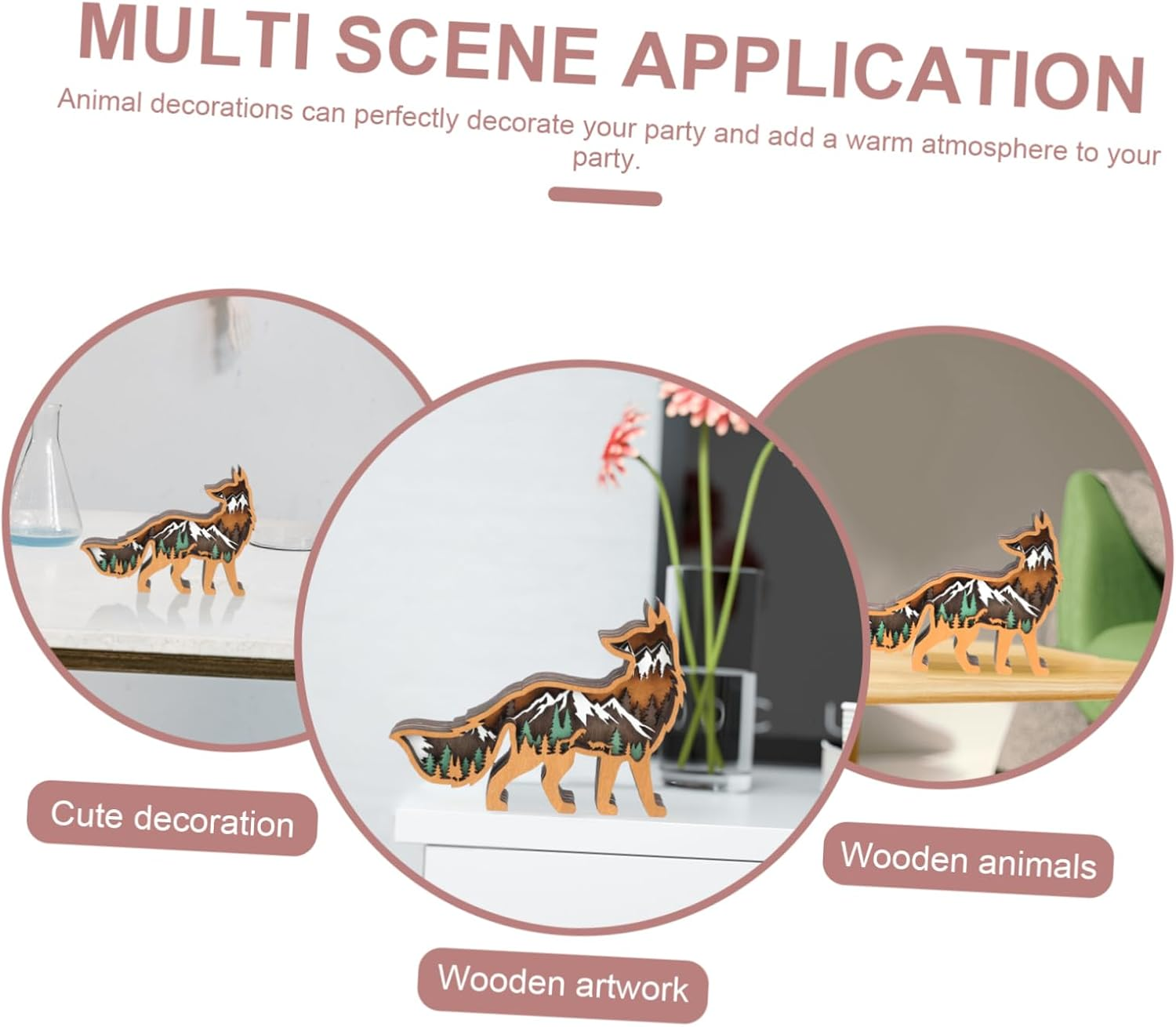 Wood Animal Christmas Wood Craft Desktop Ornament Christmas Party Decoration Home Decor Front Door Scenario image number 5