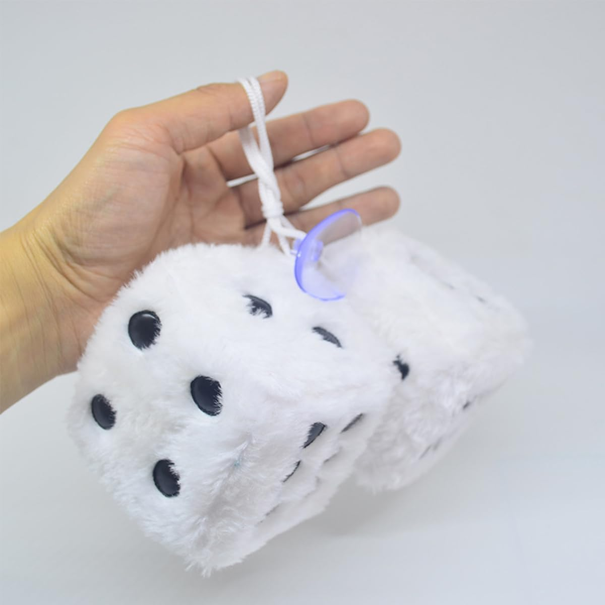 AIMALL 2PCS Plush Fuzzy Dice for Car Rearview Mirror, 2.95" Soft Touch Hanging Dice with Suction Cup, for Vehicles and Home - Green image number 2