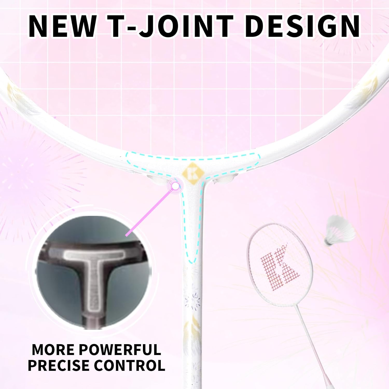 Professional Badminton Racket, Carbon Fiber Badminton Racket, High Tension String Lightweight Badminton Racquet with Badminton Racket Bag for Sports Training Game