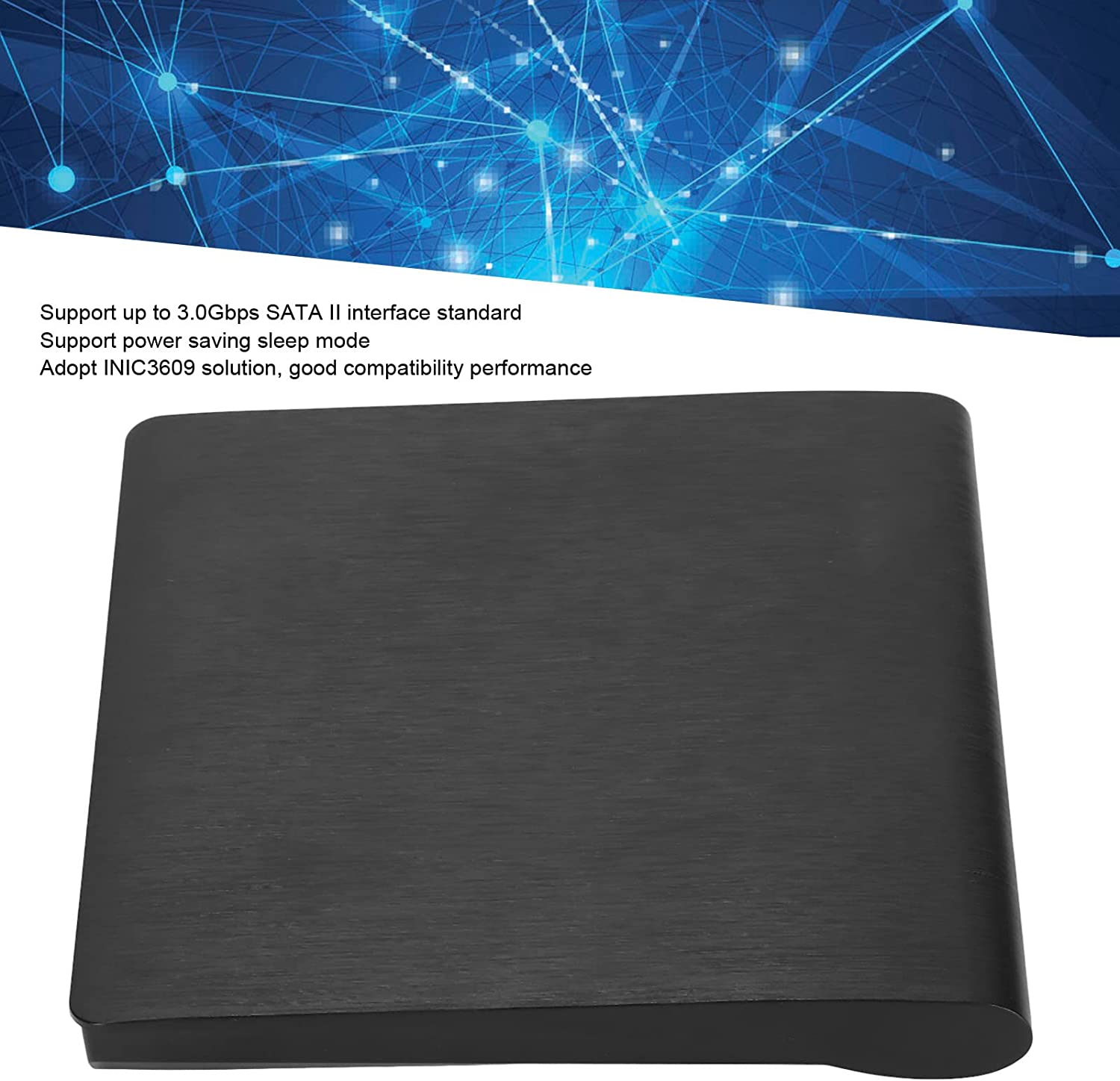 External DVD Drive Enclosure, USB3.0/USB2.0 Portable DVD Drive Case SATA I SATA II, 5Gbps DVD Drive Enclosure for 12.7Mm/9.5Mm SATA DVD RW Drive image number 2