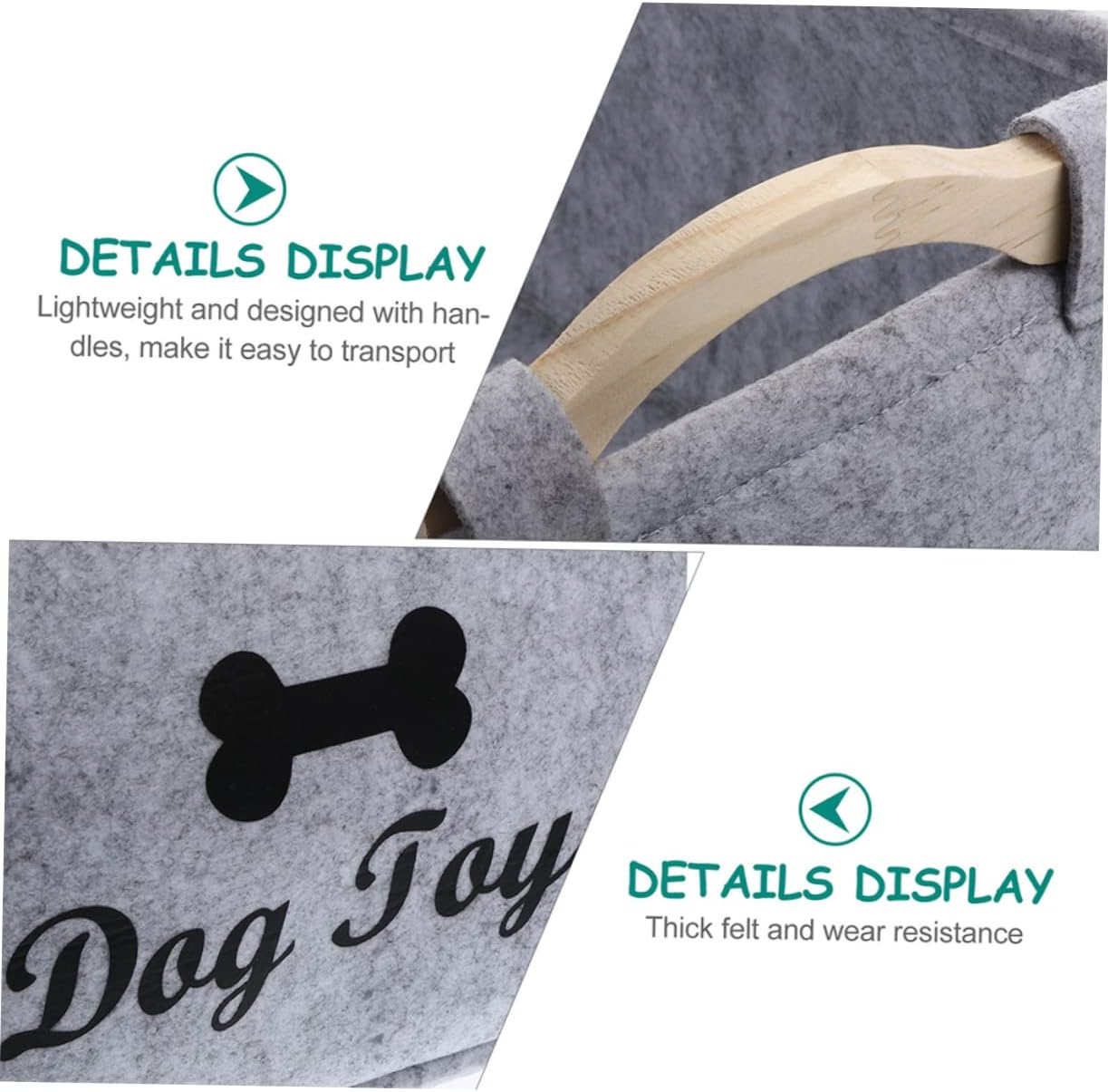 Hohopeti Felt Pet Toy Storage Box with Handles 2 Pcs Organizer for Dog Toys and Kids Room Storage Basket Large Capacity Container for Home image number 2