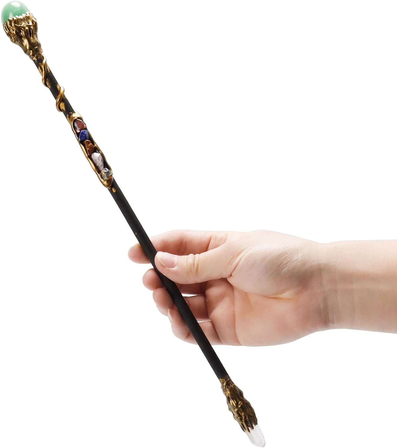 Fine Handcrafted Crystal Magic Wand Pink Crystal White Crystal Gemstone Magic Wand Cosplay Magic Wand for Witches and Wizards