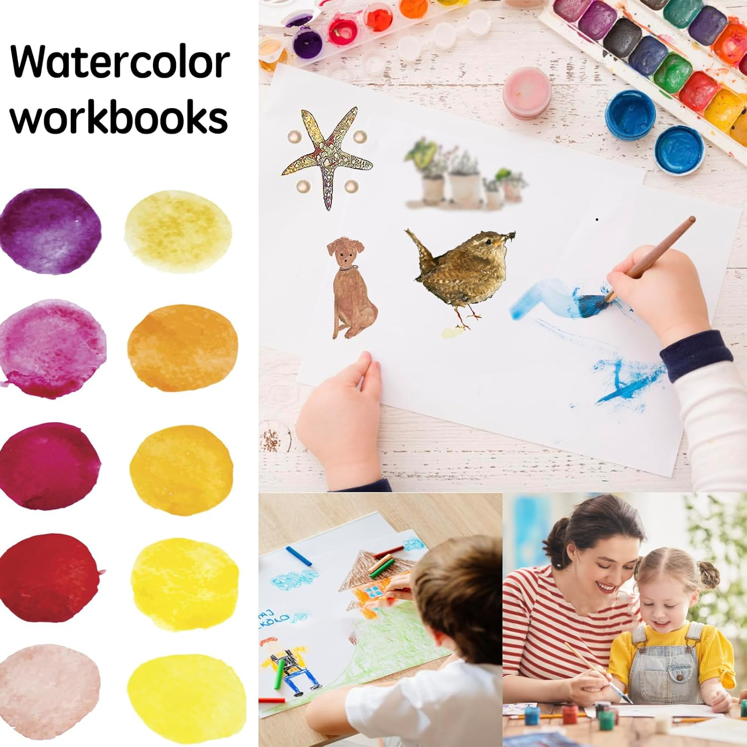 Watercolor Workbooks for Adults,16 Spiral-Bound Pages Dispersed Watercolor Workbook for Beginners, Arts and Crafts Supplies Gift image number 1