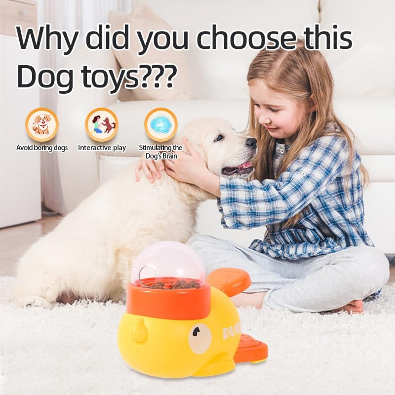 2-In-1 Dog Interactive Slow Feeder, Washable Automatic Dog Feeder Toy, Duck-Shaped Design Dogs Treat Dispenser Toy with 3 Food Outlet Size, Dogs Slow Eating Bowl for Pets Puppy image number 3
