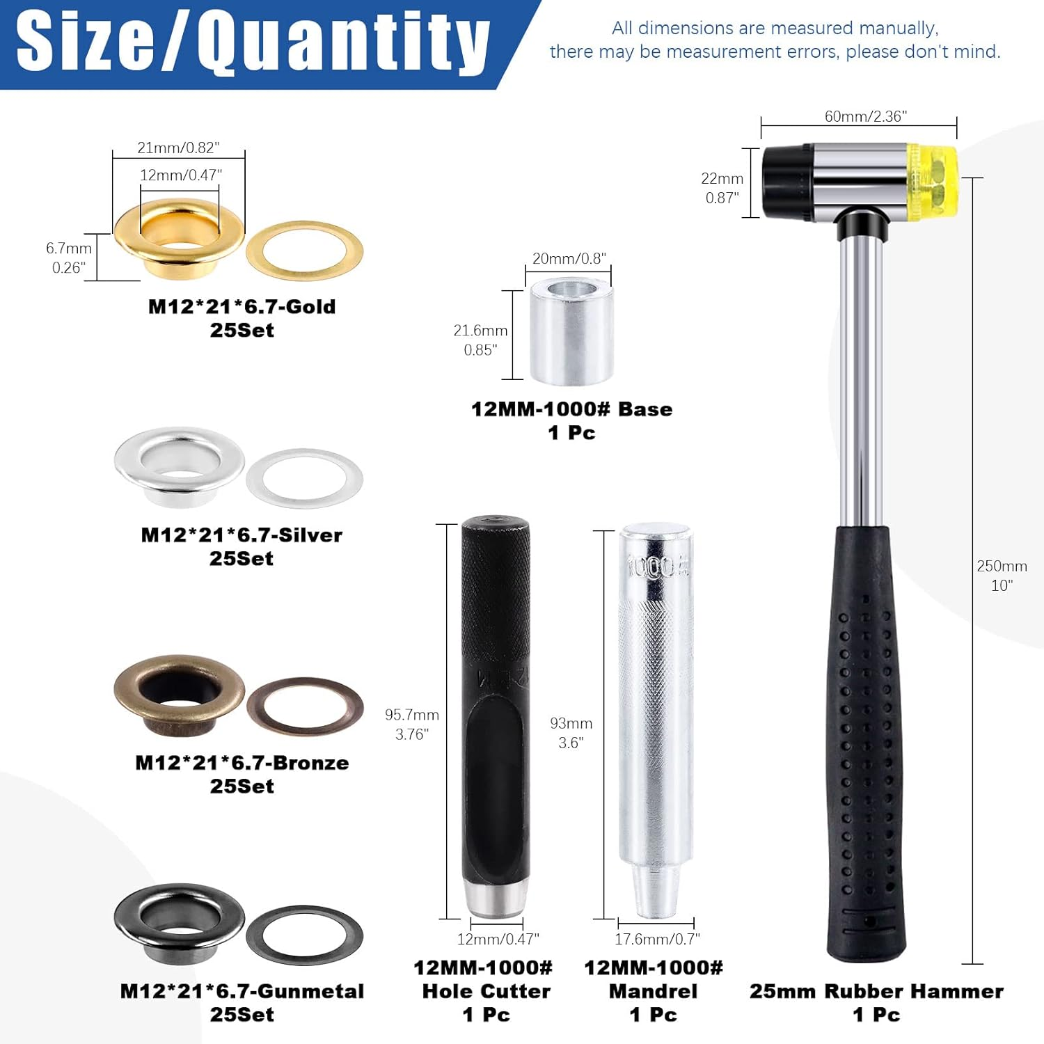 Glarks 102Pcs 12MM Thickened Grommets Eyelets with Tool Sets, 40Pcs 4 Colors Grommets Eyelets with Washers and 4Pcs Installation Tools for Fabric, Canvas, Curtain, Clothing, Leather Repair image number 5