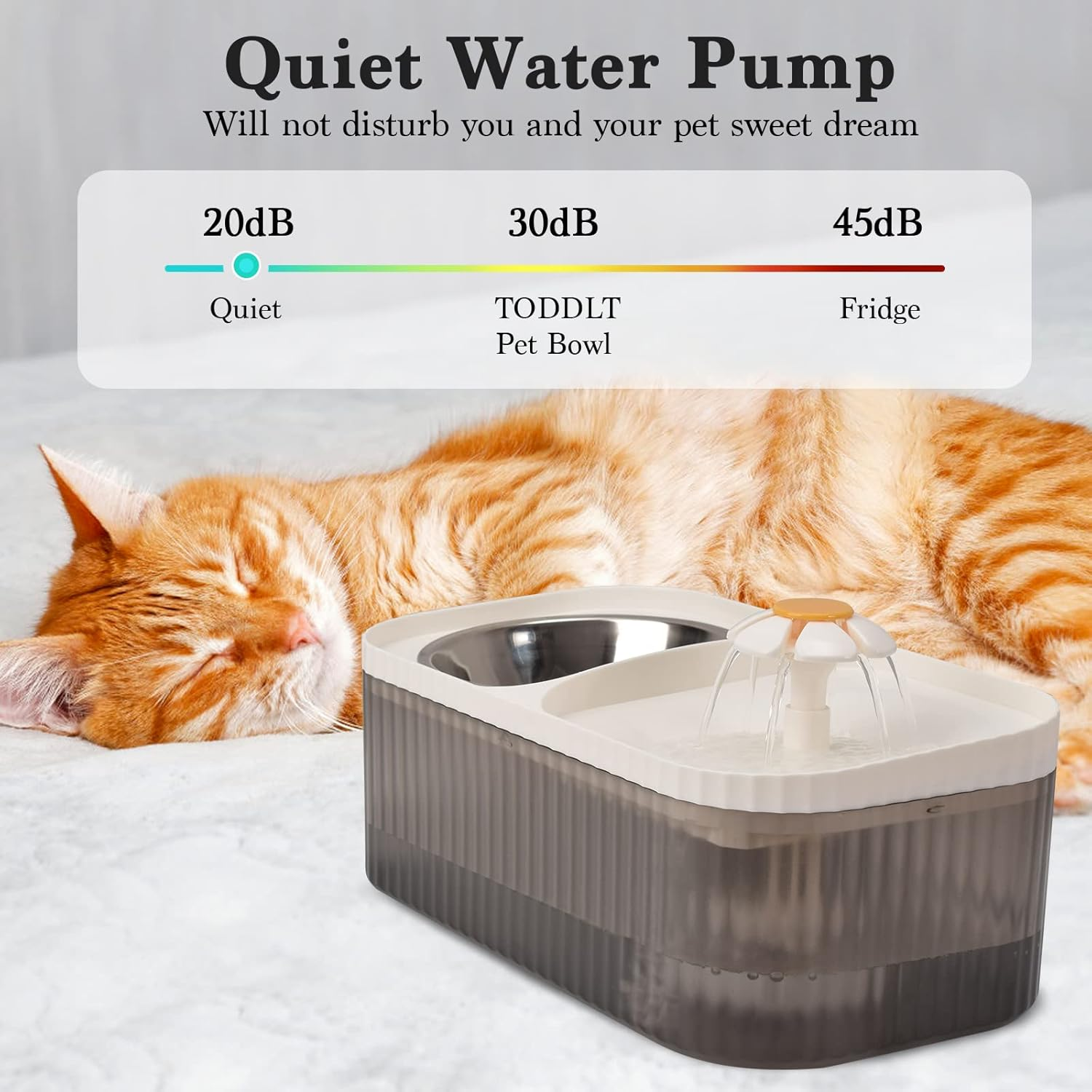 Cat Water Fountain, Cat Feeding & Watering Supplies, Super Quiet Automatic Water Fountain for Cats Inside, Pet Water Dispenser 100Oz/3L with Stainless Steel Cats Bowls and Long Life Span Pump image number 4