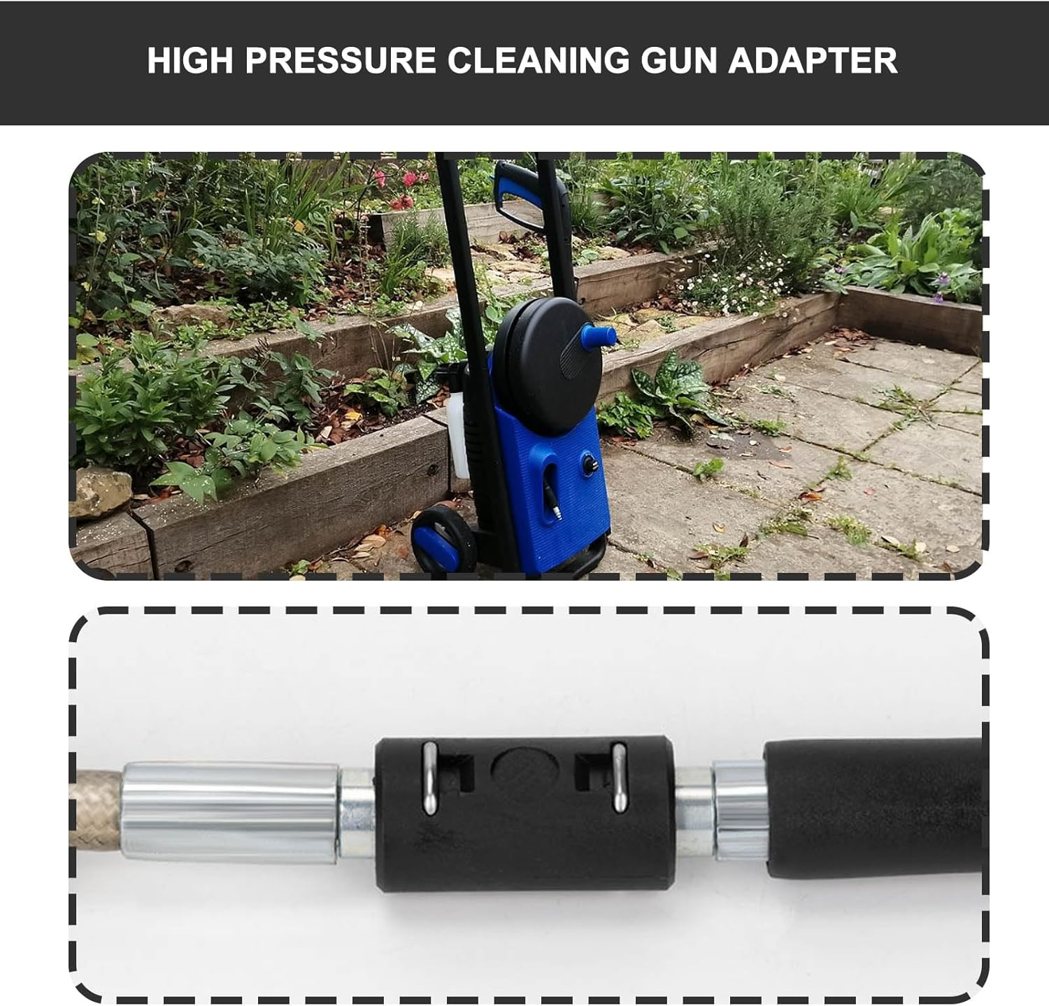 2PCS Pressure Washer Gun Adapter Compatible with Nilfisk 49.9X19.6Mm High Pressure Cleaning Hose Extension Connector for Gardens and Yards Black