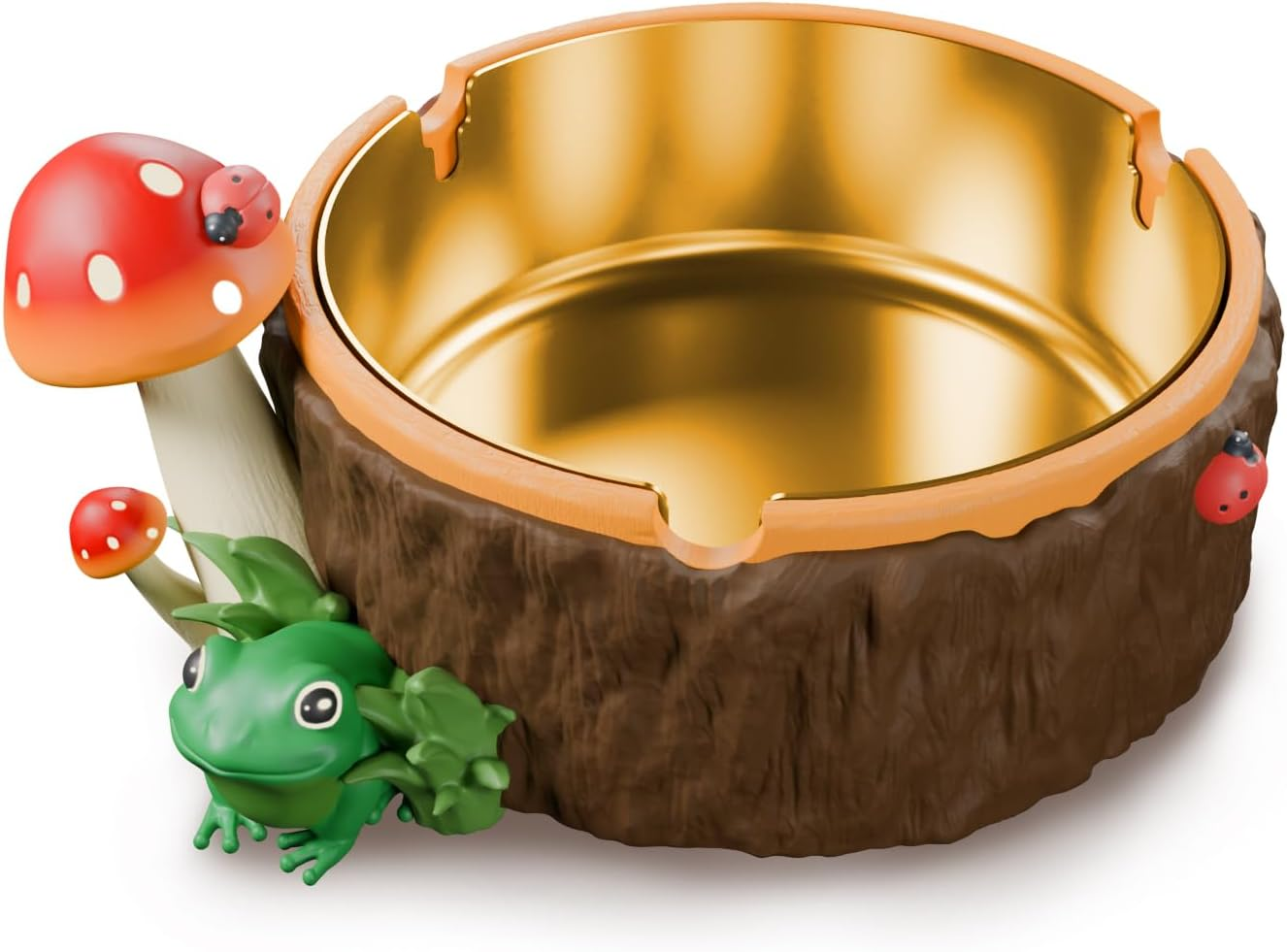 Ashtray, Cute Mushroom Ashtray with Stainless Steel Tray for Cigarette, Resin Ash Tray for Indoor or Outdoor Use Mushroom Decor, Ash Holder for Home and Garden Decor image number 5