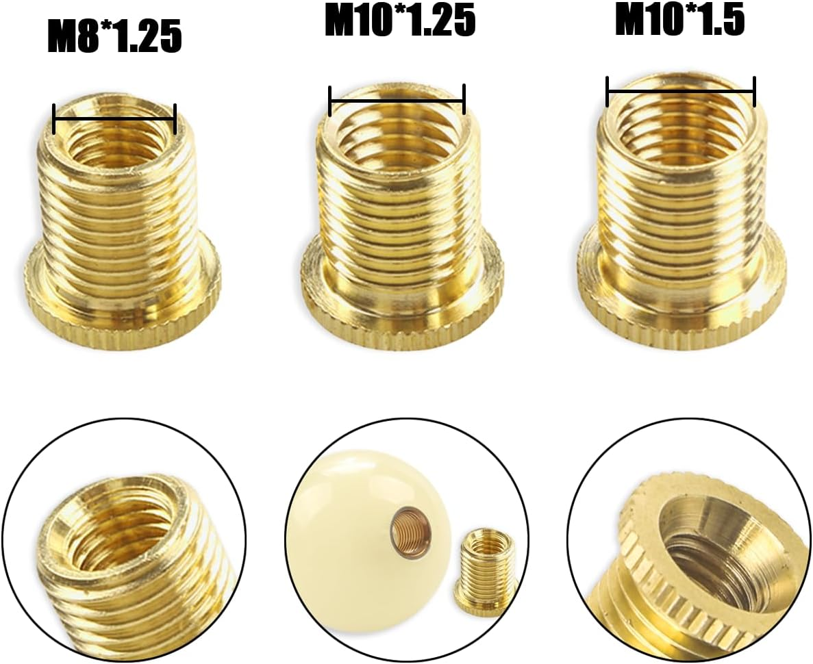 Shift Knob Thread Adapter, 3 PCS Thread Screw Adapter Insert Kit for Car (M8X1.25, M10X1.25, M10X1.5) image number 3