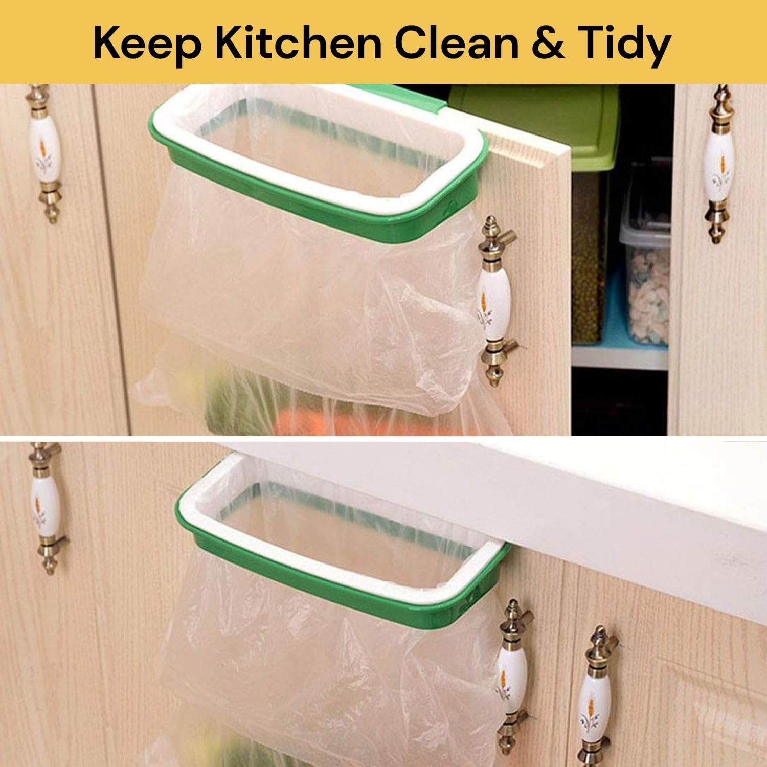 Hanging Trash Garbage Bag Holder Door Back Style Stand Trash Garbage Bags Storage Rack for Kitchen Cupboard,Rv image number 5