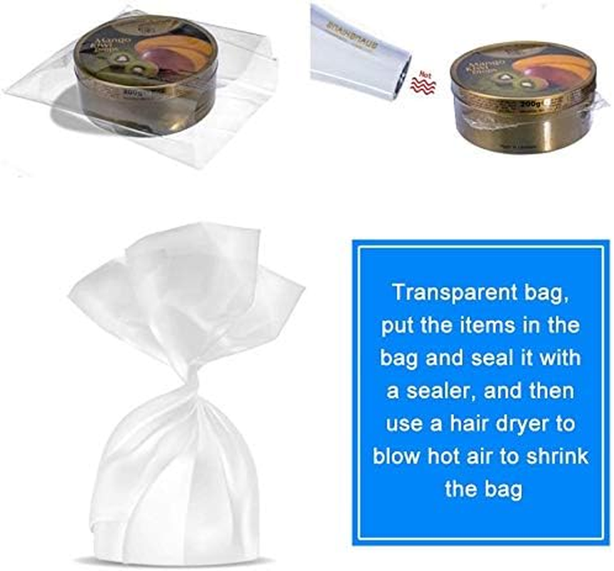 Lehom 100 Pack Heat Shrink Film Wrap Bags 25X35CM Shrink Wrap Bags Clear Heat Seal Shrink Wrap for Soaps, Candles, Bath Bombs,Jars and Small Gifts, Homemade DIY Projects, Shrink Film Wrap image number 5