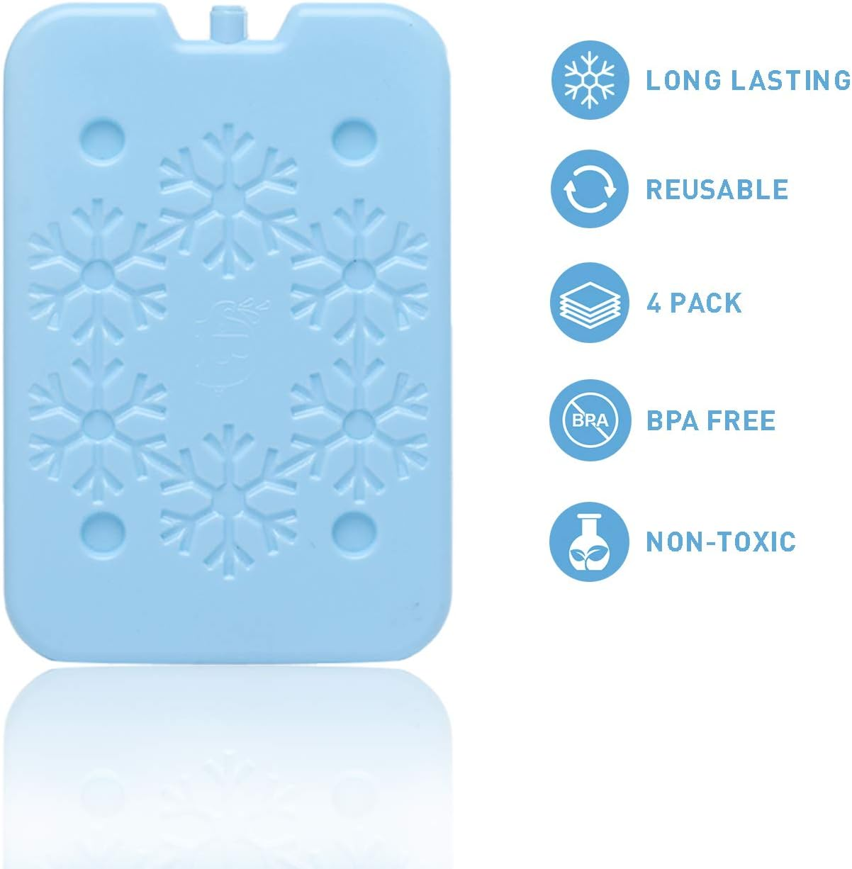 Blue ELE Macaron-Colored Ice Pack for Lunch Box and Cooler, BPA Free, Reusable and Long Lasting, Slim and Lightweight Design for Kids, Set of 4, Fun & Colorful, BE01 Macaron-Colored