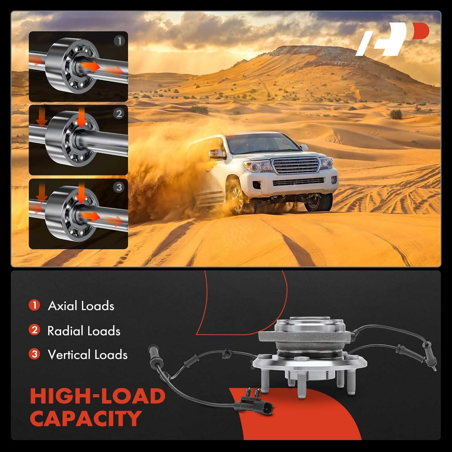 A-Premium Front Wheel Bearing and Hub Assembly with ABS & 5-Lug Compatible with Jeep JK Series - Wrangler 2011-2017, Wrangler JK 2018 image number 3