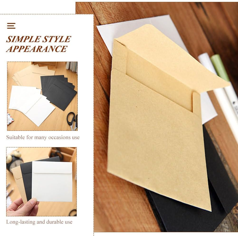 MAGICLULU 100Pcs Kraft Envelope Packets Note Envelopes Brown Stamps Envelopes Coin Storage Small 2X3 Wedding Invitation Coin Vellum Paper Square Clip image number 2