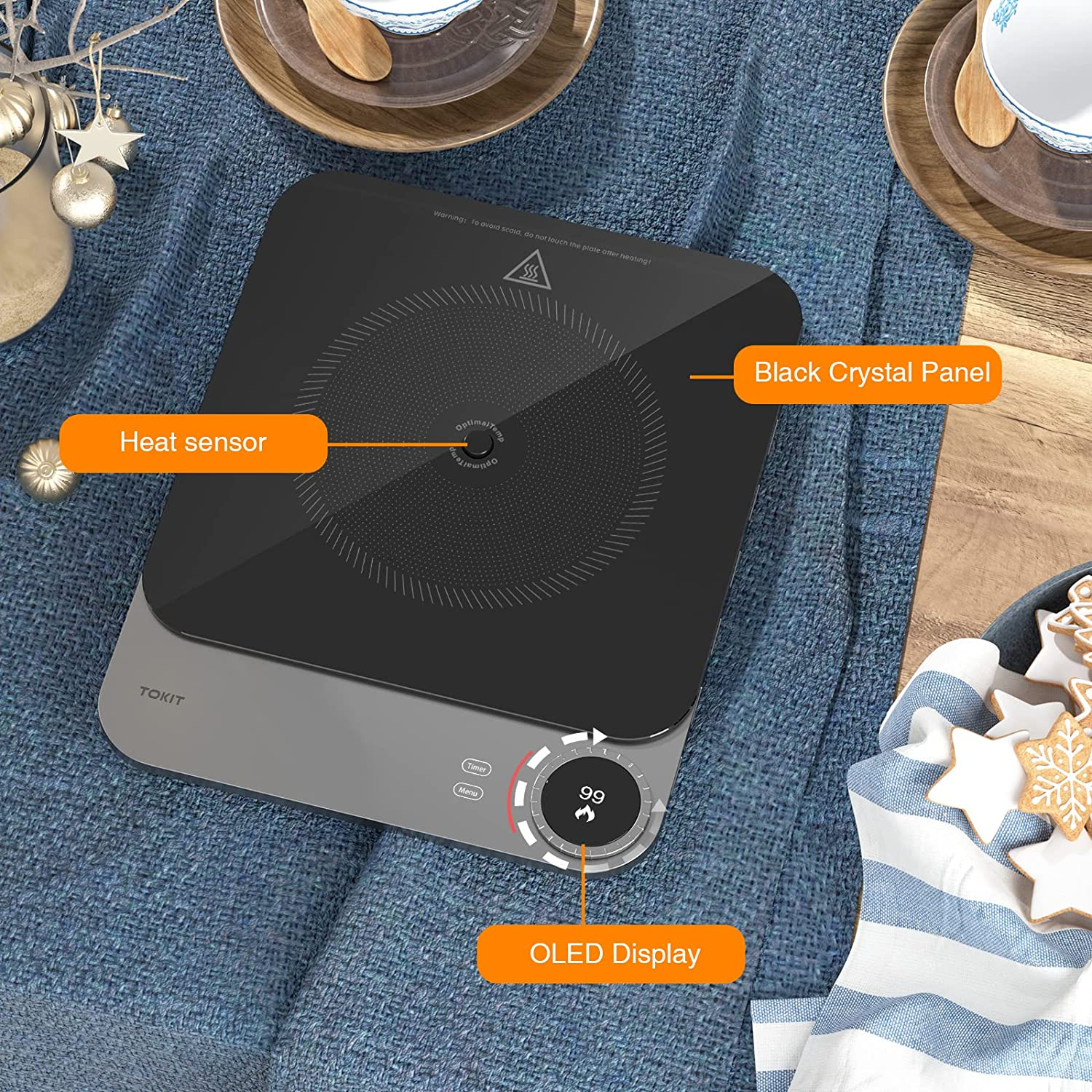 TOKIT Portable Induction Hob Pro 2100W Electric Cooktop Countertop Burner 99 Power Adjustment Timer 20Mm Ultra-Thin App-Wifi Smartphone Heating Control Sensor image number 4