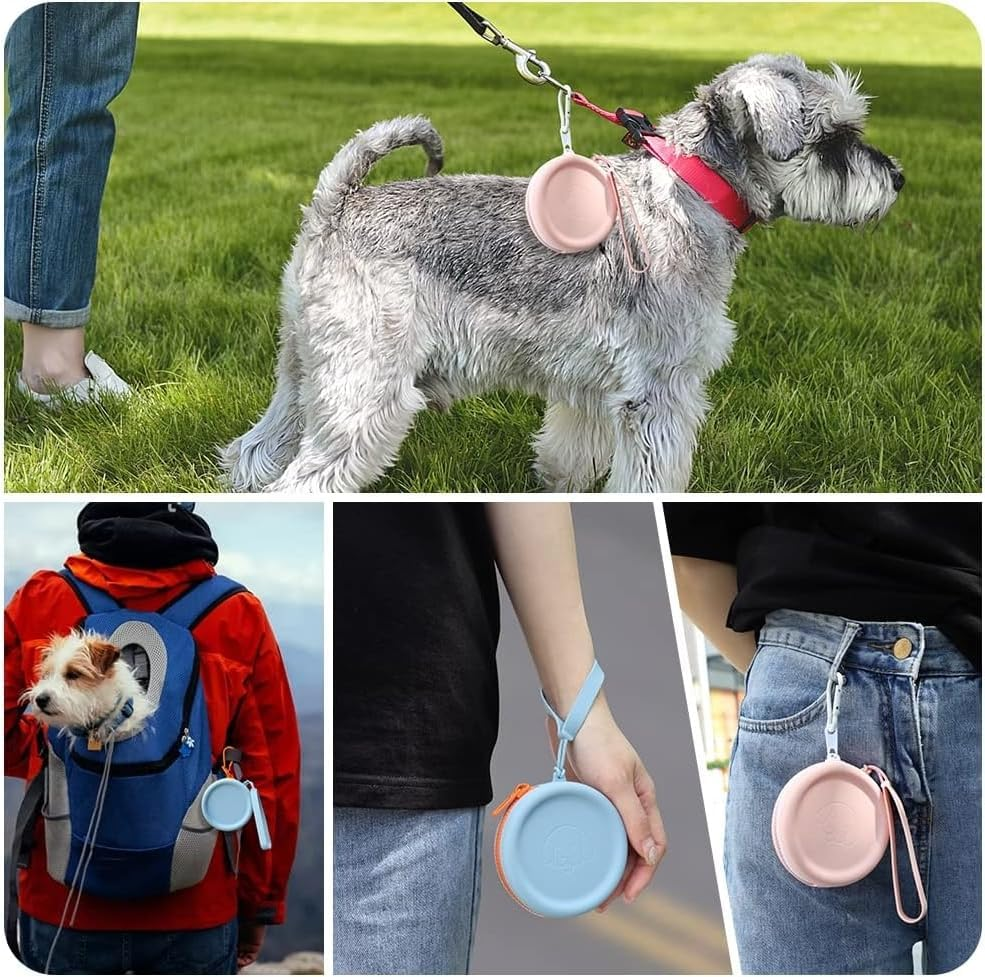2Pcs Portable Puppy Training Pouch Treat Bag Silicone Dog Treat Pouch,Zippered Dog Treat Pouch with Handle,Silicone Dog Treat Pouch Portable Dog Treat Bag,Pet Small Snack Pocketes,Purple and Grey image number 2