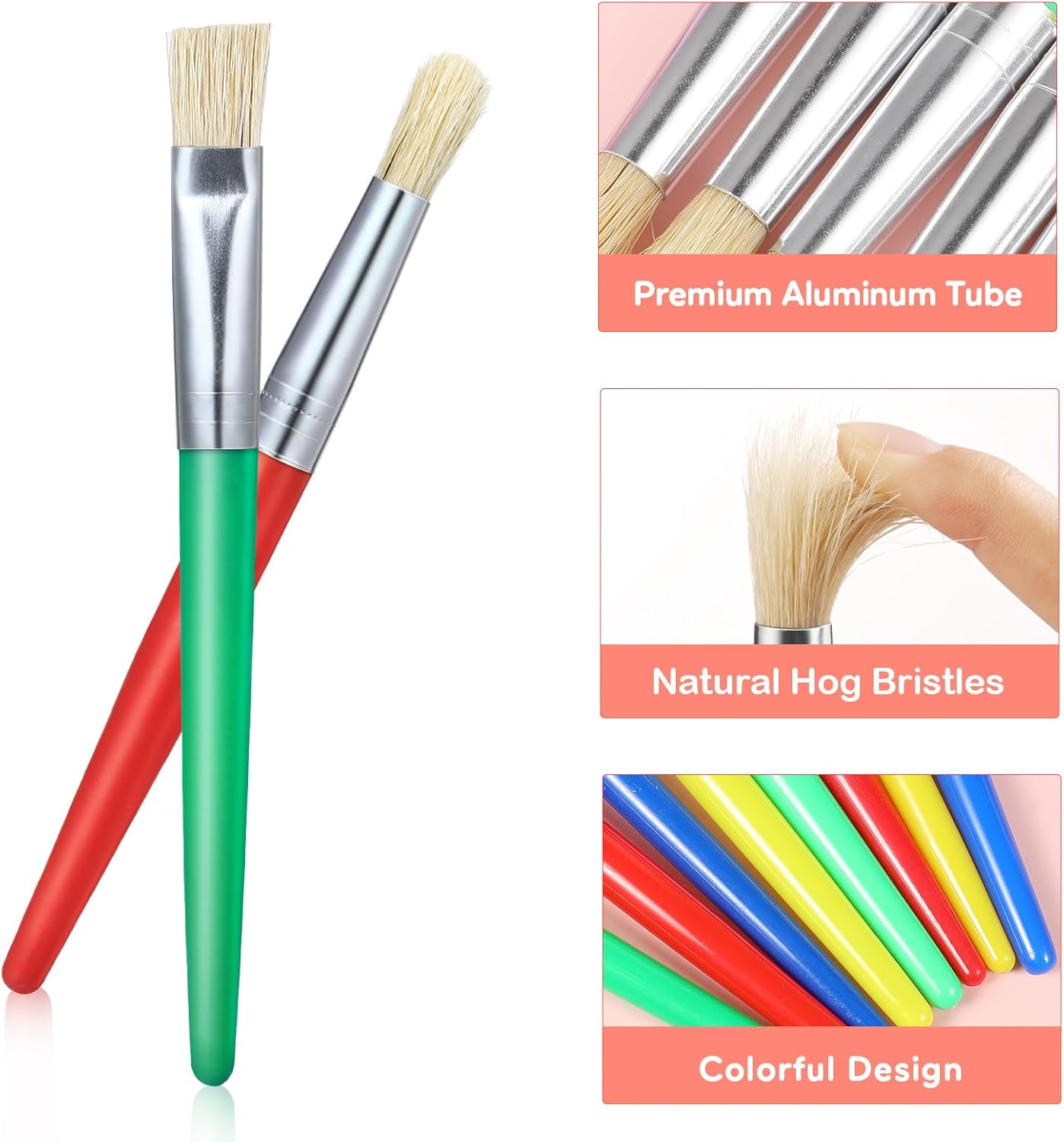 Kisangel 8Pcs Kids Paint Brushes Set - Toddler Paint Brushes Assorted round & Flat Tips for DIY Drawing, Art Crafting, School Party Supplies image number 5