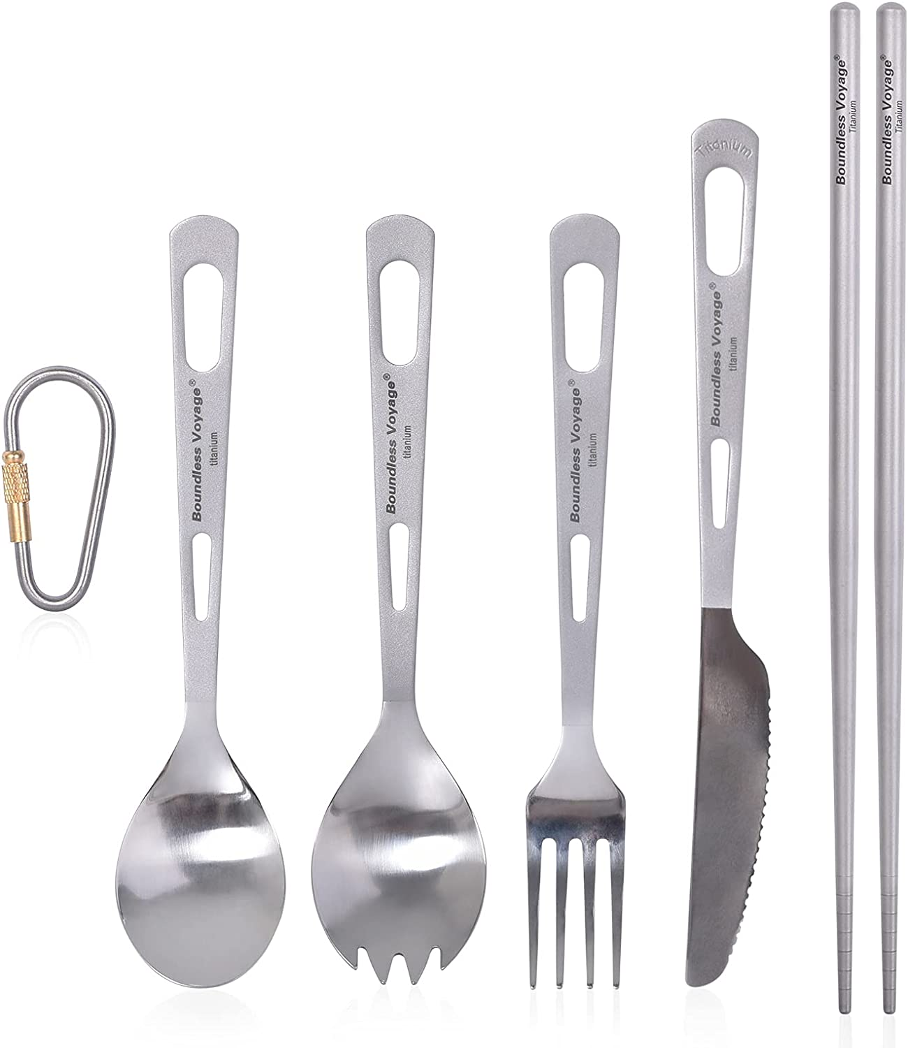 Boundless Voyage Titanium Cutlery Set Lightweight Utensils Portable Tableware Knife Spork Chopsticks Spoon Fork for Home Travel Camping Titanium Cutlery Set