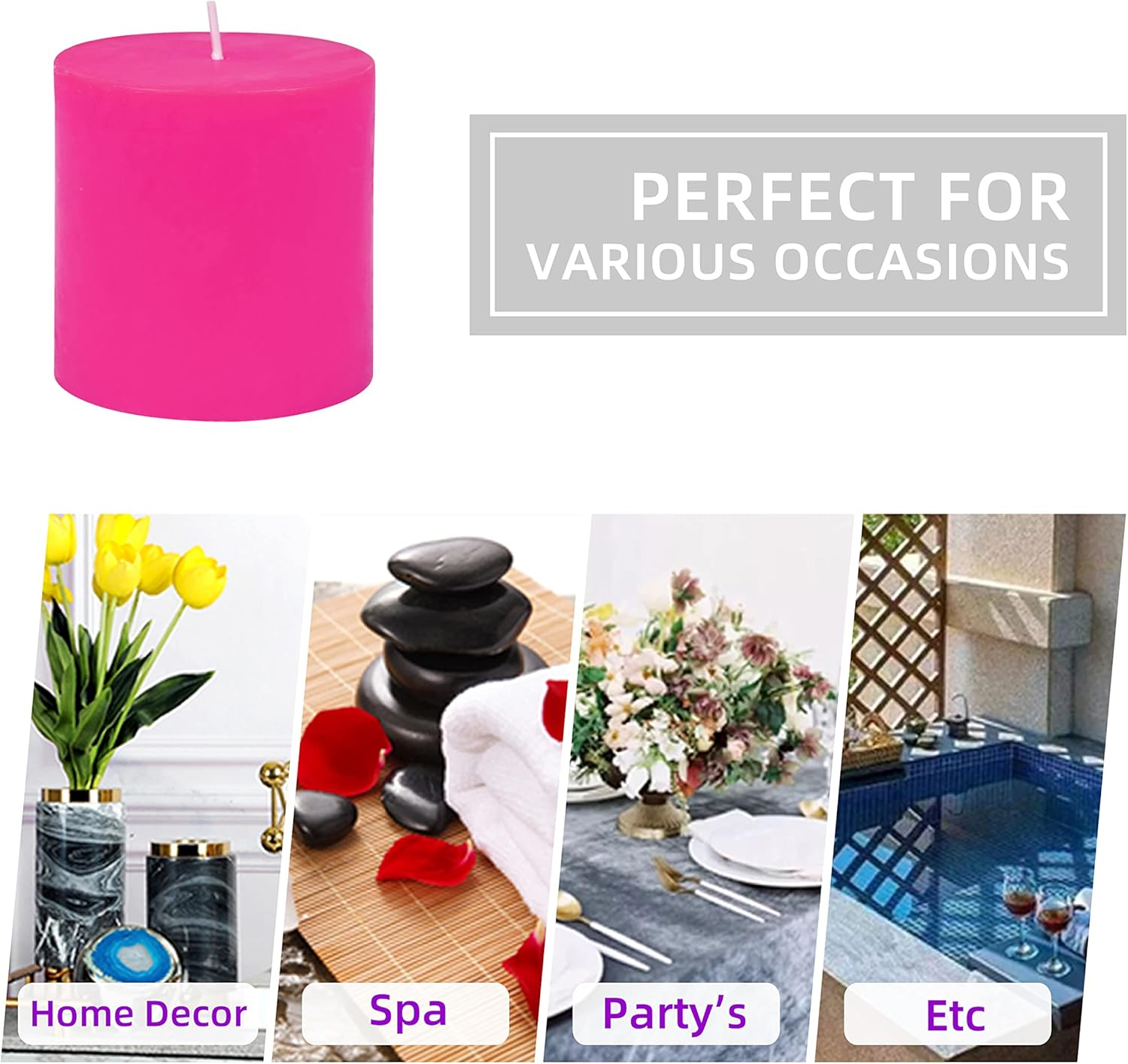 Zest Candle Pillar Candle, 3 by 3-Inch, Hot Pink image number 4