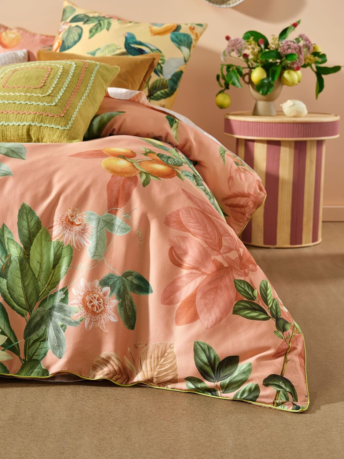 Linen House Marisol Guava Quilt Cover Set, Queen Bed image number 2