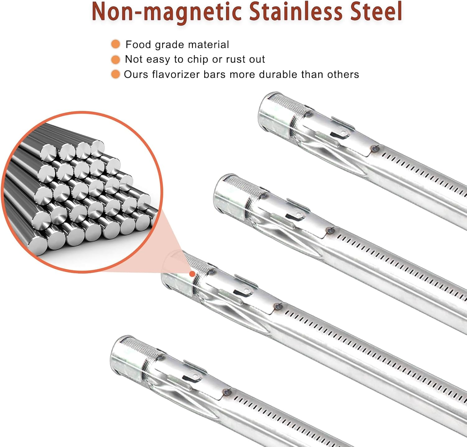 62752 19.5" Grill Burner for Weber Genesis 300 Series, Genesis E310 E320 E330 S310 S320 S330 EP310 EP320 EP330 Gas Grill with Front Control Knob, Stainless Steel Burner Tube, 4 Pack image number 6