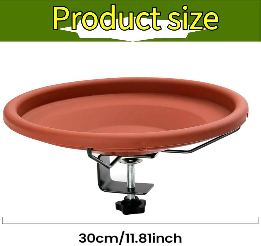 30 Cm Deck-Mounted Unheated Bird Bath Bowl with Detachable Fence Clamp for Balcony Railings image number 5