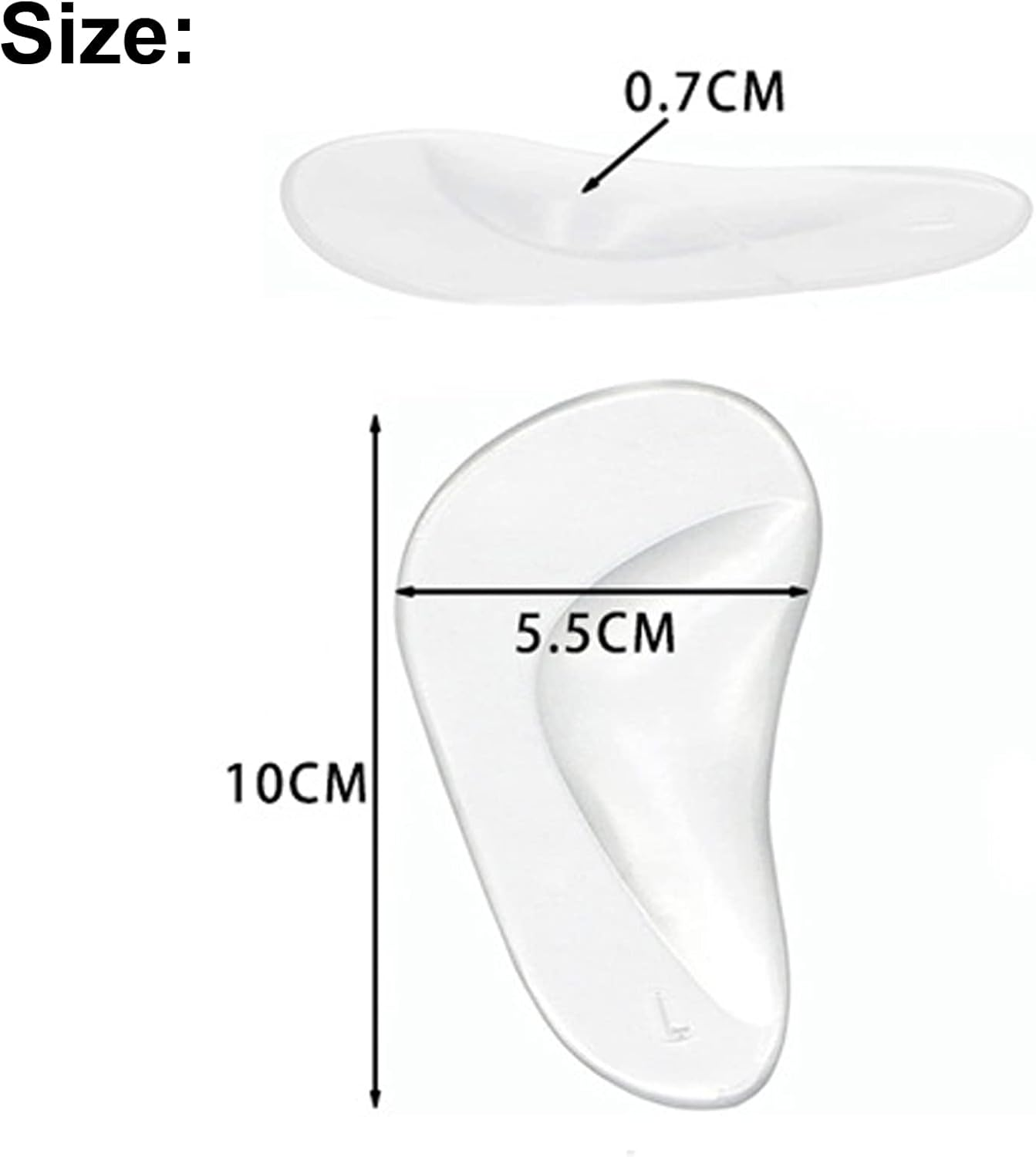 [4 Pairs] Arch Support Shoe Insoles for Flat Feet, Gel Arch Inserts for Plantar Fasciitis, Adhesive Arch Pad for Relieve Pressure and Feet Pain (Clear) image number 3