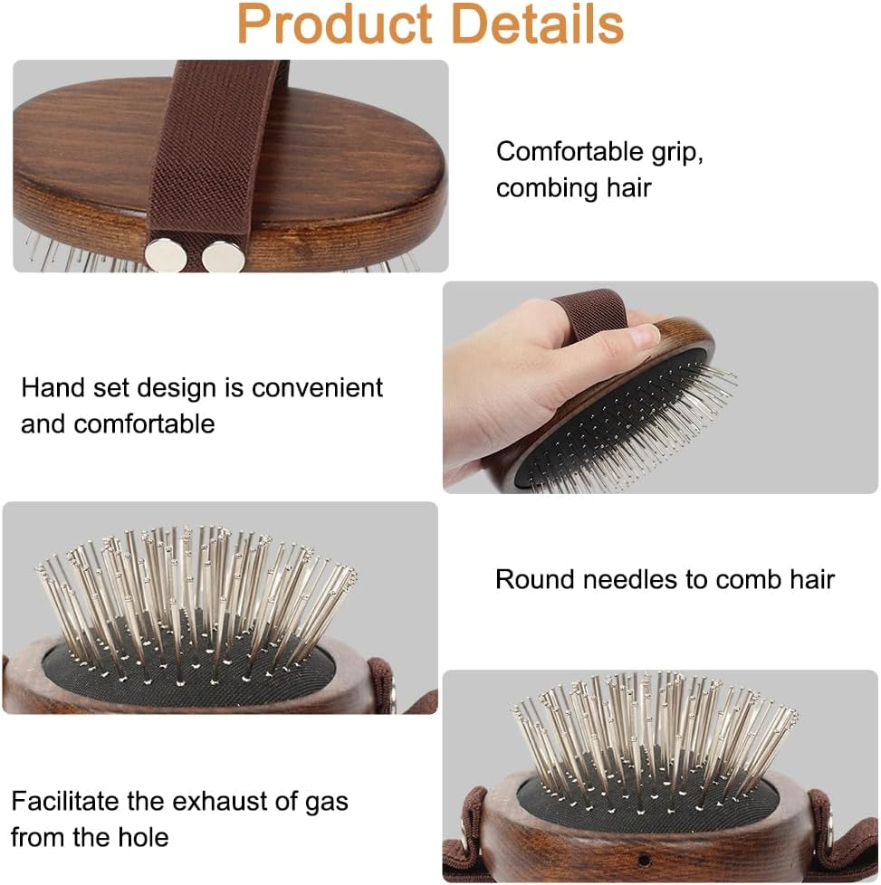 Portable Cat Dog Brush Detangling Home Metal Bristles Daily Grooming Wooden Comb image number 2
