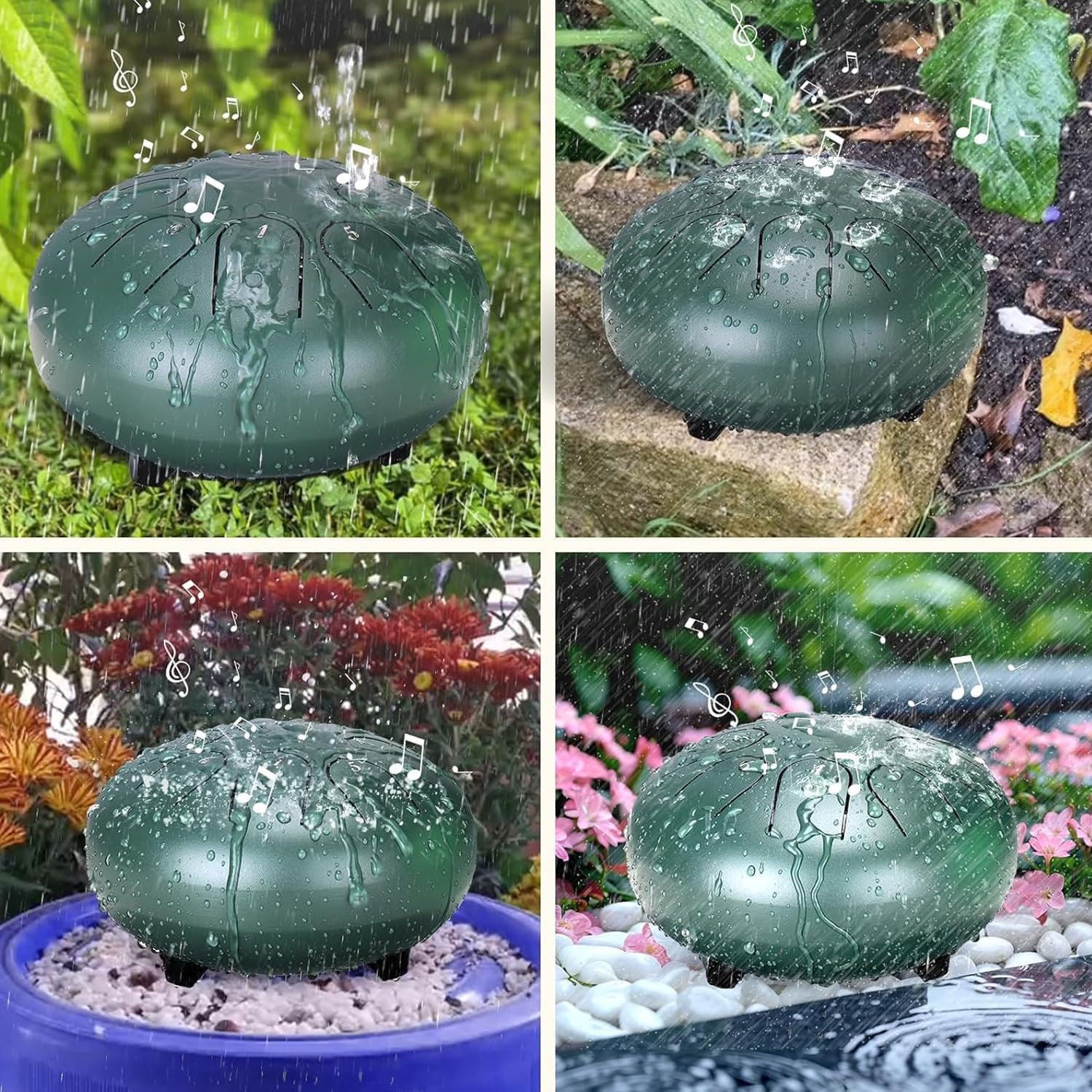 Rain Drum Tongue Drum for outside Garden 6 Inches 8 Notes Waterproof Steel Chakra Drum Musical Percussion Instrument Kit with Bag Mallets for Education Entertainment Meditation Yoga image number 4