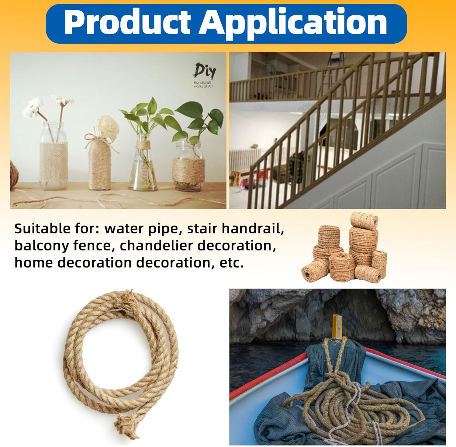 Glarks 5Mm X 328 Feet Natural Jute Twine, Well Braided Jute Rope Heavy Duty Thick Twine String Packing String Rope for DIY Gifts Wrapping Bundling Decoration Gardening Applications (5Mm X 328 Ft) image number 2