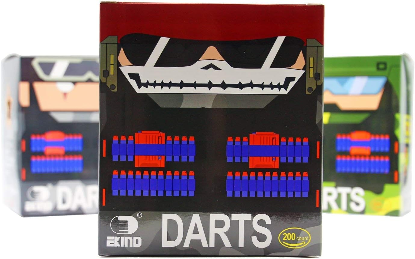 EKIND 200 Pcs Waffles Darts Refill Pack Foam Bullet Compatible for NERF N-Strike Series Blaster (Glow at Dark, White) image number 3