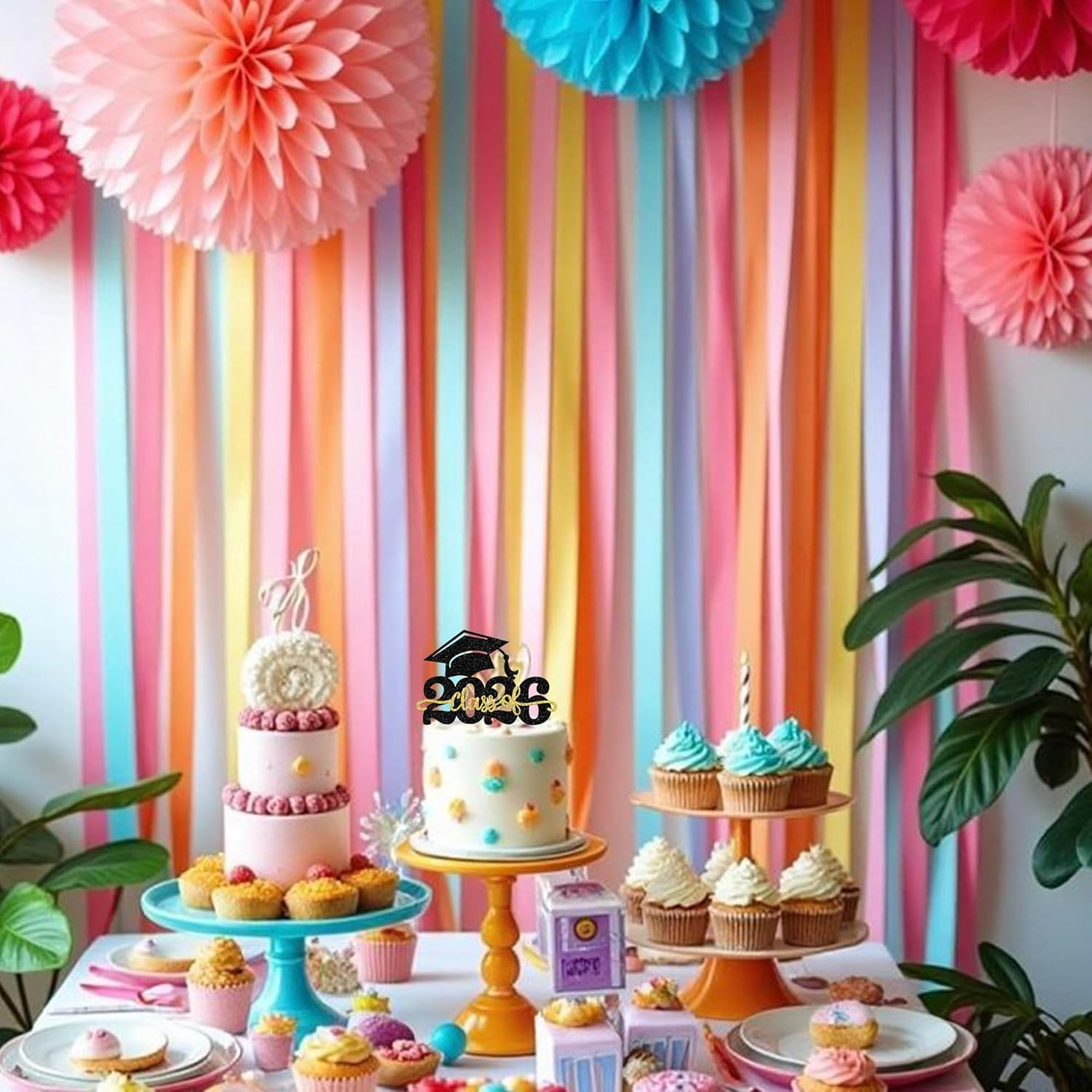 1 Pack Class of 2026 Cake Topper Glitter Congrats Grad Cap 2026 Graduation Cake Pick for 2026 Graduation Theme High School Boys Girls Graduate Party Cake Decorations Supplies image number 6