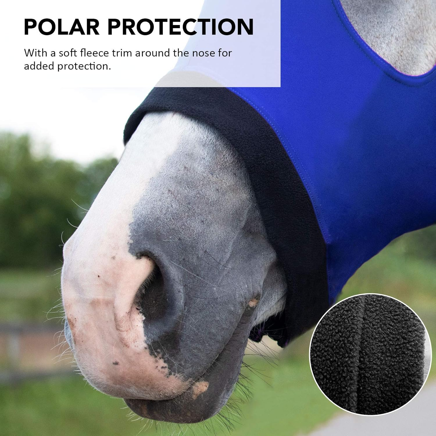 Harrison Howard Horse Stretch Hood without Ears Snug Fitting Hood with Zip Closure Covers Face, Shoulders, Mane, Chest and Withers Perfect for Show/Event Preparation - Blue