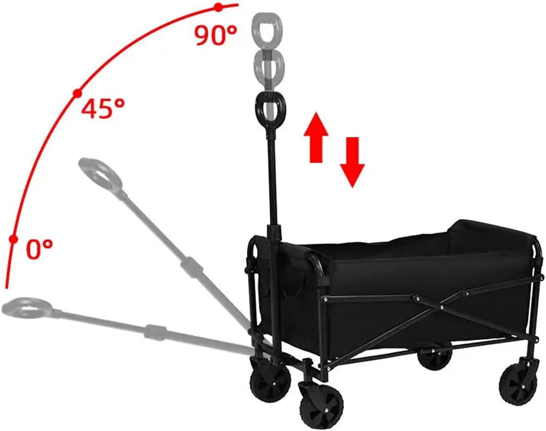 AIMALL 27.5 Inch Portable Folding Camping Trolley Cart, Lightweight Outdoor Wagon with Adjustable Handle, 360&deg; Wheels, Heavy-Duty Steel Frame image number 6