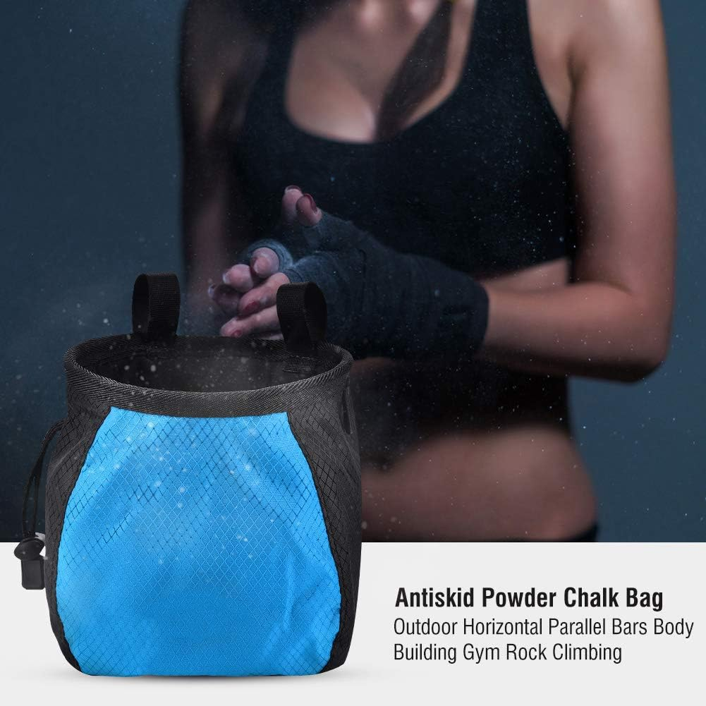 Climber Chalk Bag, Powder Bag Dirt-Proof Ployester Rock Climbing Bag, Body Building Gym Use for Mountain Climbing Lovers(Blue) image number 5