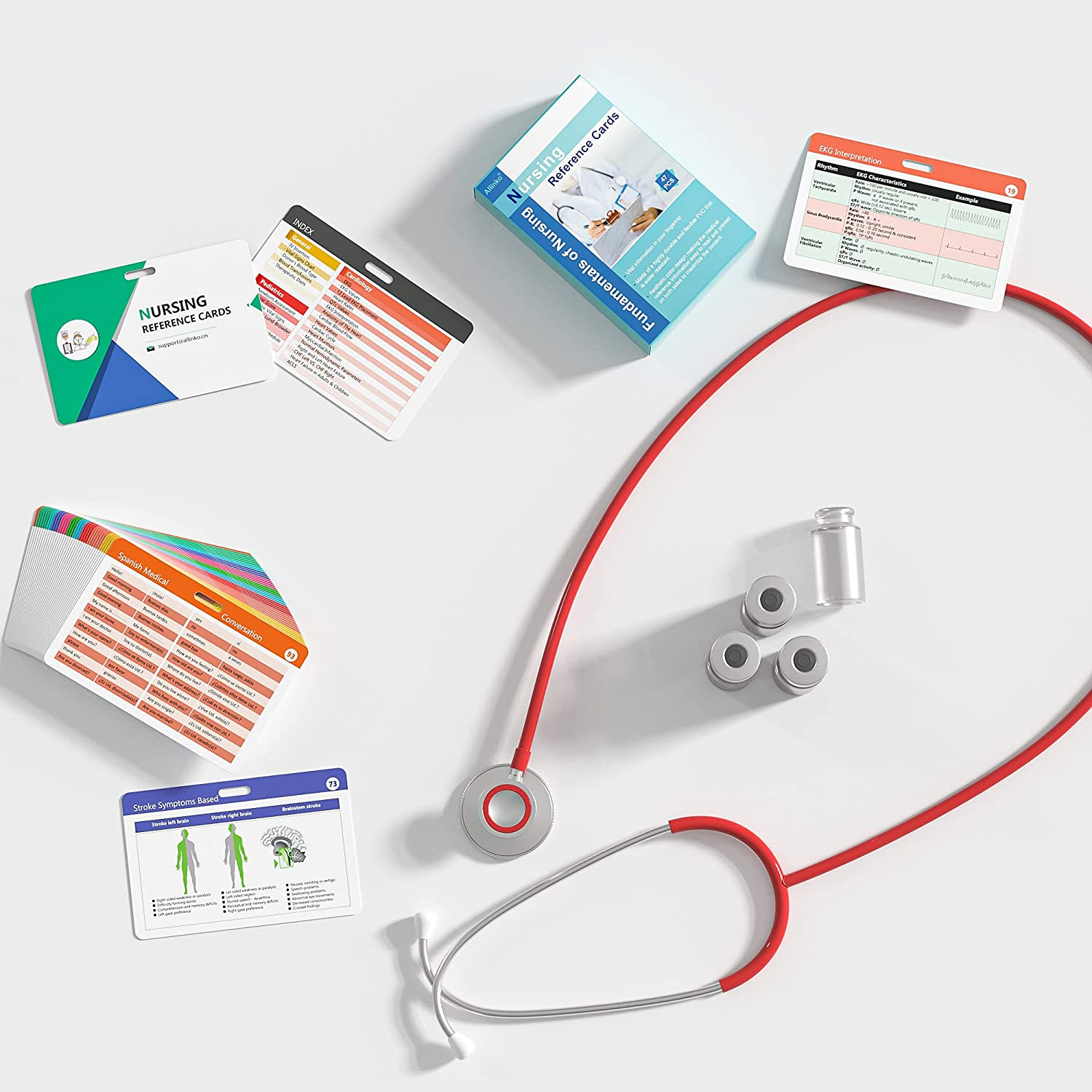 49 Nursing Badge Reference Cards, Nursing School Essentials for Students, Bonus Cheat Sheets - Include Pharmacology, Respiratory, EKG, OB/L&D, Pediatrics, Endocrine, Neurology image number 1