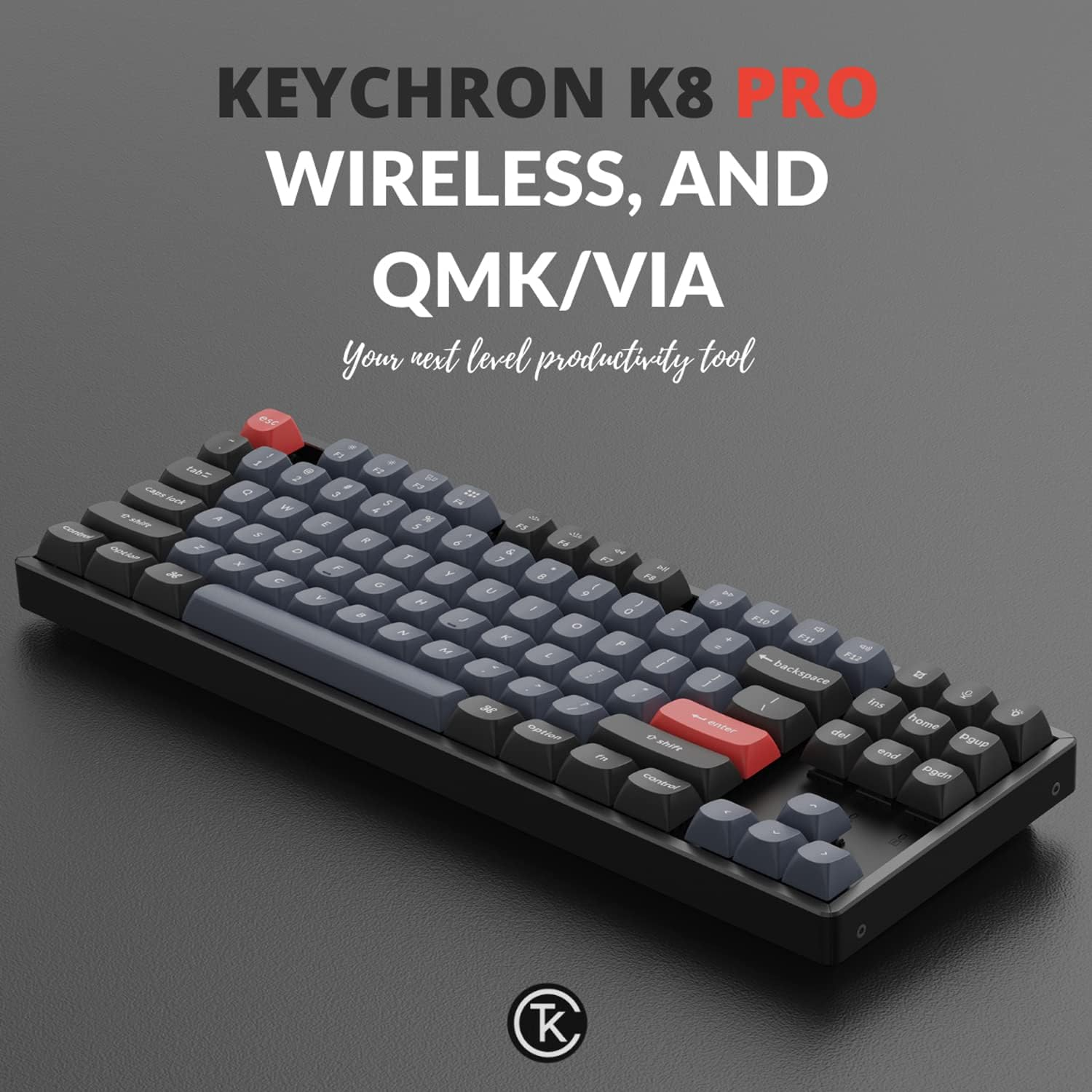 Keychron K8 Pro QMK/VIA Wireless Mechanical Keyboard, Hot-Swappable Aluminum Frame TKL Custom Programmable Keyboard with RGB Backlit, Gateron G Pro Brown Switch for Mac Windows Linux image number 1