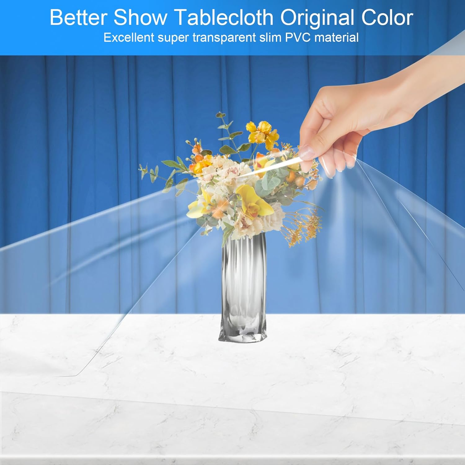 54X84 Inch / 1.37 * 2.13M Clear Vinyl Tablecloth Protector Waterproof/Oil-Proof Rectangle Plastic Transparent Sheet Table Cover image number 1