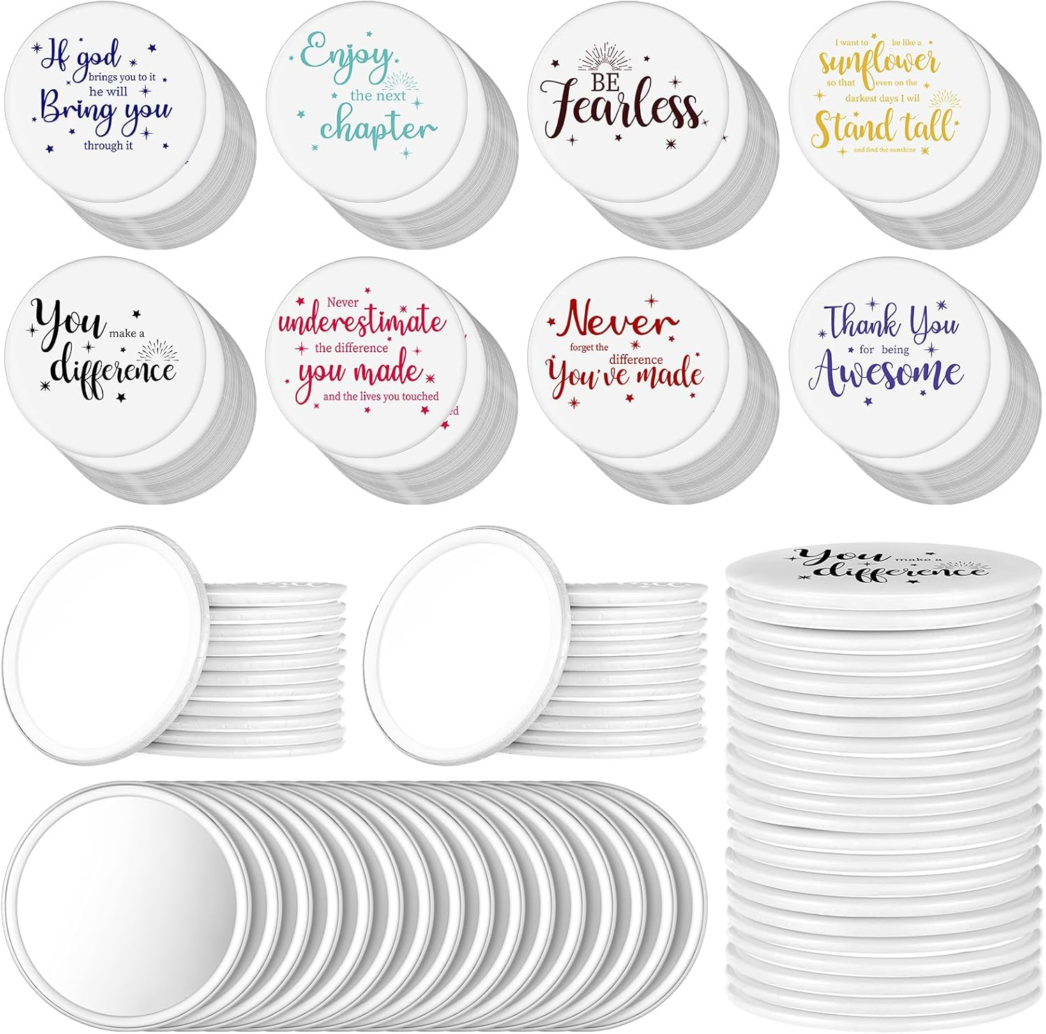 Kigley 96 Pcs Inspirational Compact Mirror for Women Bulk Medical Assistant Gifts 2.8'' Purse Mirror Motivational Office Gift Vet Tech Rad Tech Pharmacy Respiratory Care Coworker (White Base) image number 3