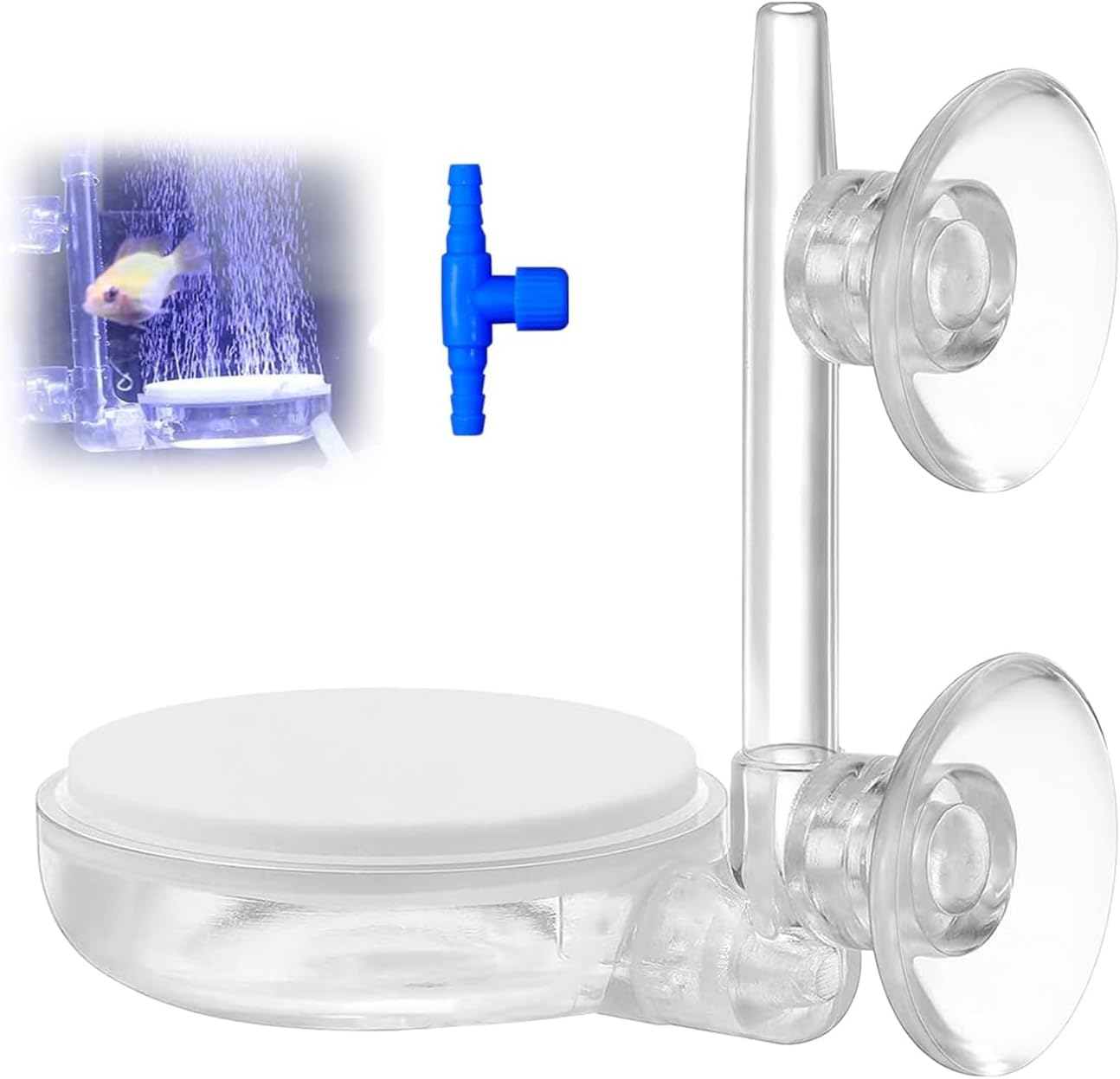 Aquarium Air Stone 6 Cm Fish Tank Nano Bubble Stone with Control Valve Quiet Super-High Dissolved Oxygen Diffuser Makes Super Tiny Bubbles for Fish Tank and Hydroponic (1 PCS) image number 6