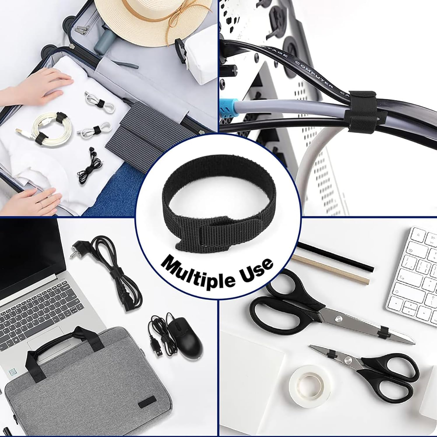 Cable Ties Reusable Zip Ties Black 120Pcs Cord Organizer Cable Organizer Cable Management under Desk Wire Organizer Wire Management Wire Tie Wraps Cable Wrap Attache Fil Cord Organizer for Appliance image number 4