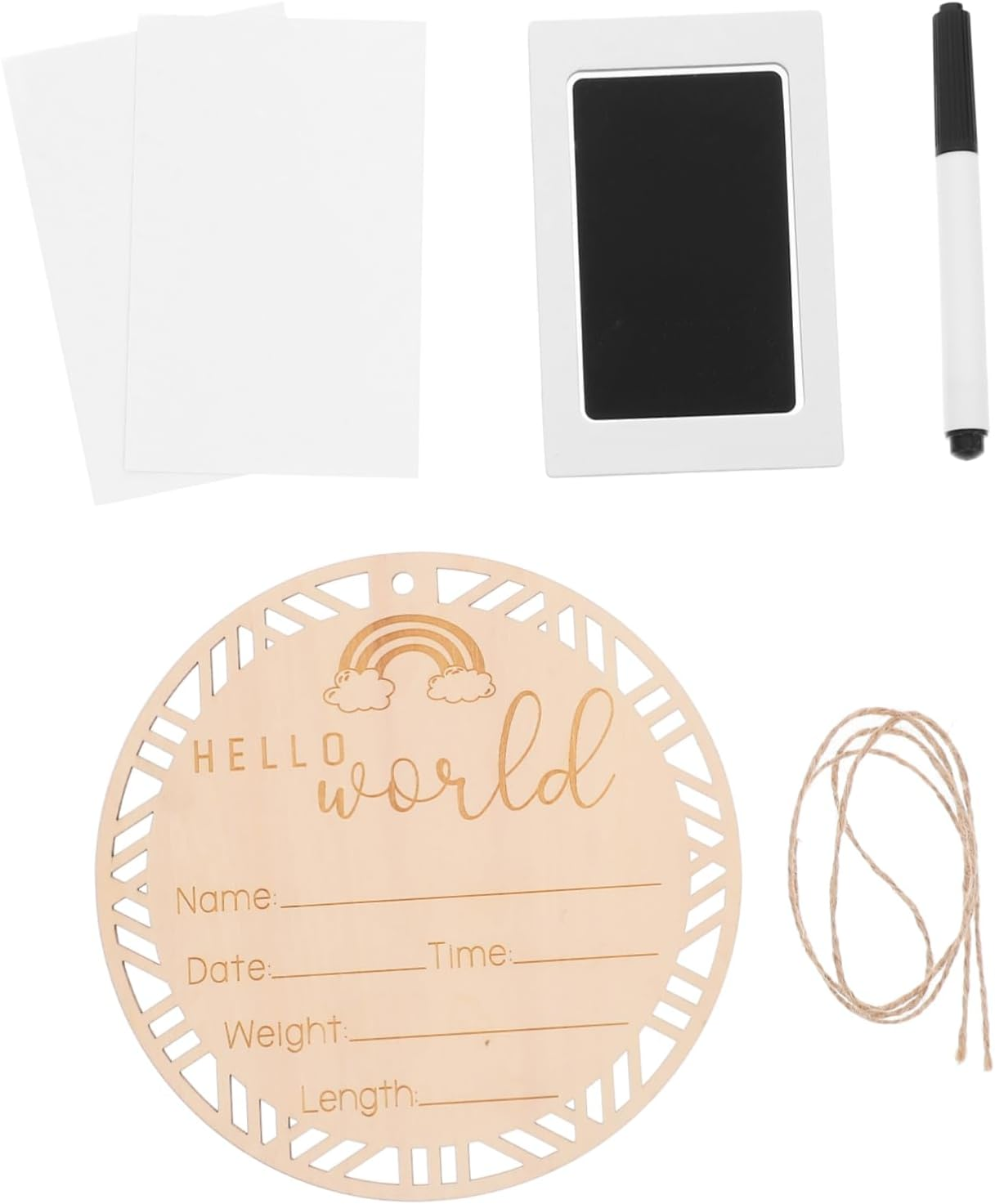 Generic Wooden Announcement Sign Smooth Polished round Nursery Decor Plaque Newborn Milestone Photo Prop for Birth Announcement and Growth Tracking Gift image number 1