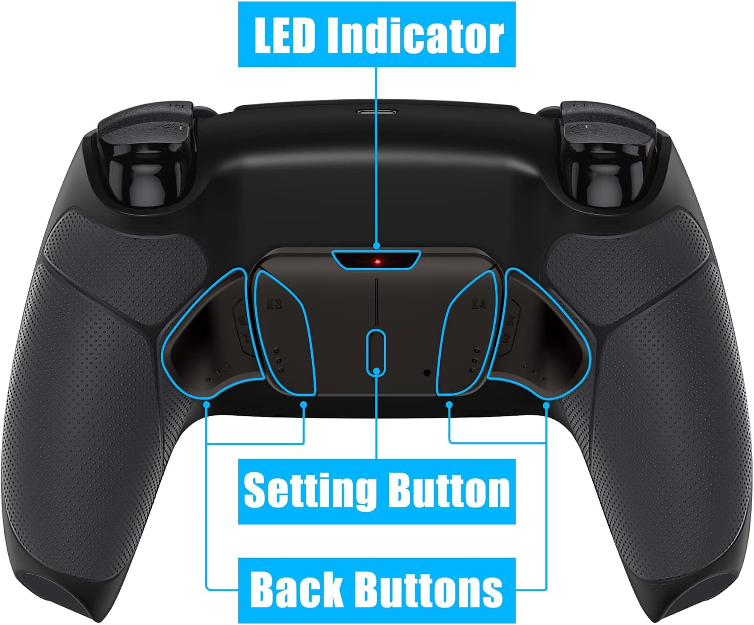 Extremerate Real Metal Buttons RMB RISE4 V3 Remap Kit for PS5 Controller BDM-030 040 050, Redesigned Black Rubberized Grip Bottom Shell Upgrade Board 4 Back Paddles Attachment for PS5 Controller - Black image number 1