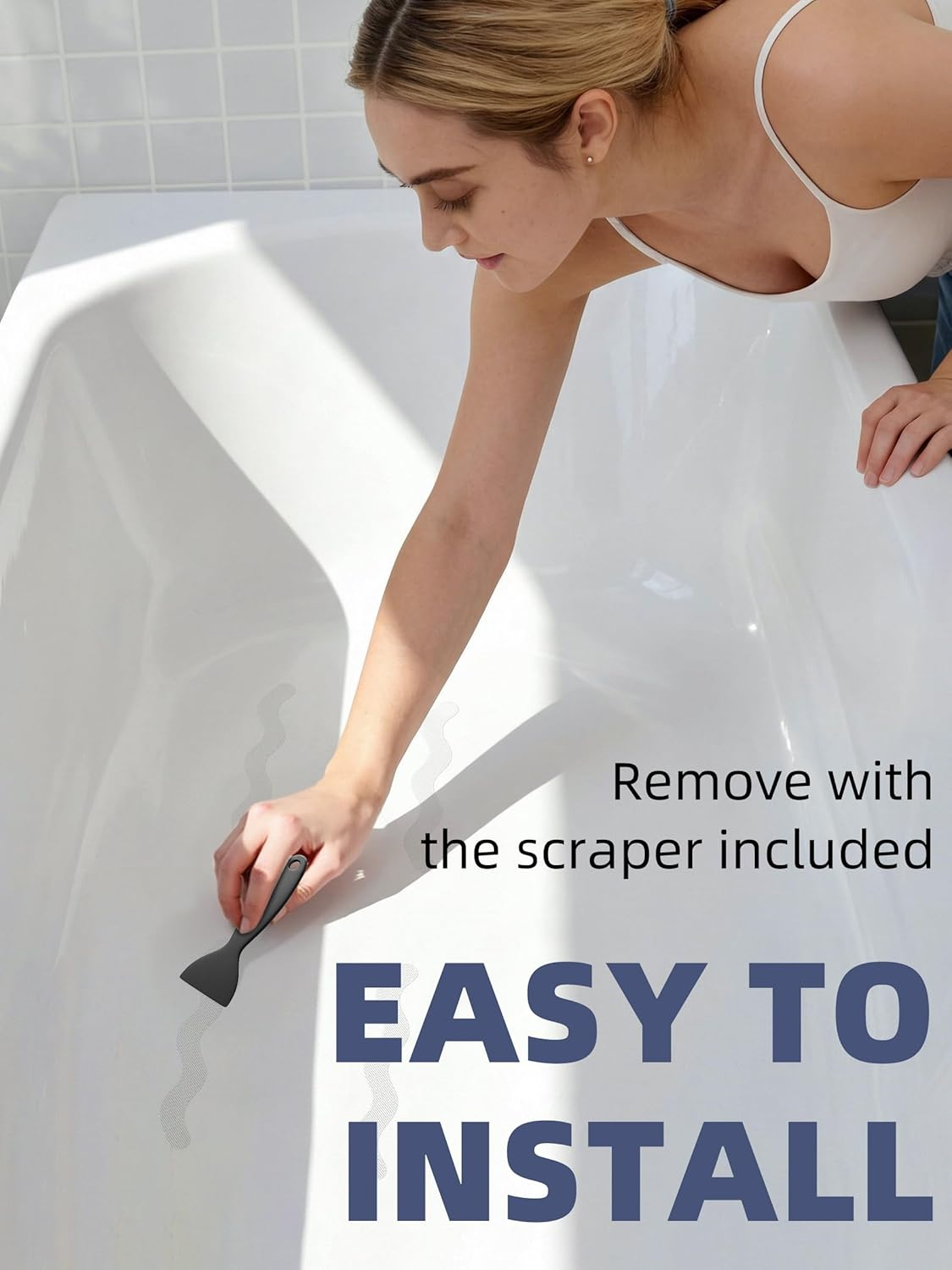 Patented anti Slip Shower Stickers 24 PCS Safety Bathtub Strips Adhesive Decals with Premium Scraper for Bath Tub Shower Stairs image number 5