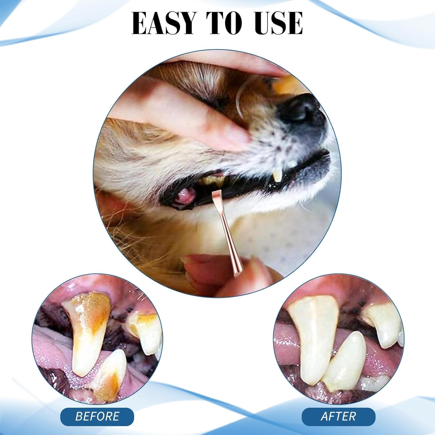 3 Pieces Dog Dental Tooth Scaler and Scraper Stainless Double Headed Tarter Removing Tool Scraper Pet Teeth Cleaning Tools for Dog and Cat (Rose Gold) image number 3