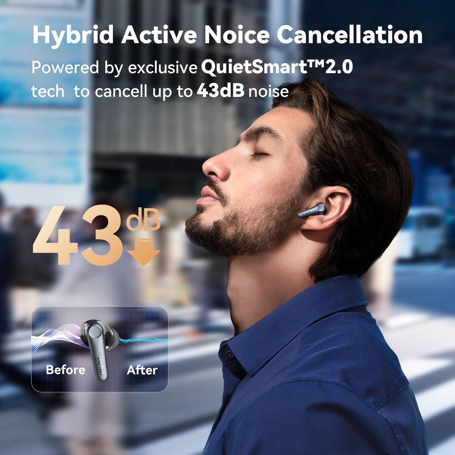 Earfun Air Pro 3 Noise Cancelling Wireless Earbuds, Qualcomm&reg; Aptx&trade; Adaptive Sound, 6 Mics CVC 8.0 ENC, Bluetooth 5.3 TWS Earbuds Wireless, Multipoint Connection, 45H Playtime, App Customize EQ, Black image number 5