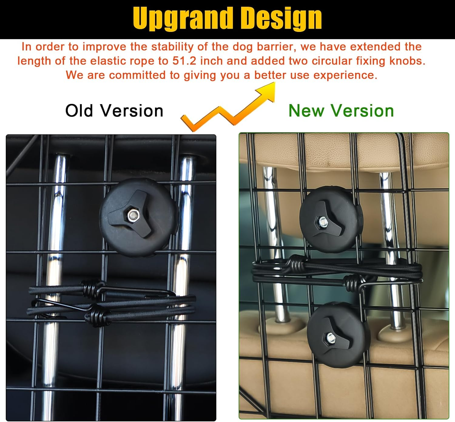 Gtongoko Dog Car Barriers for Suvs, Vehicles, Cars, & Trucks, Adjustable Heavy-Duty Wire Mesh Pet SUV Barriers Universal-Fit, Car Accessories Safety Travel, 2 Elastic Ropes Included image number 2