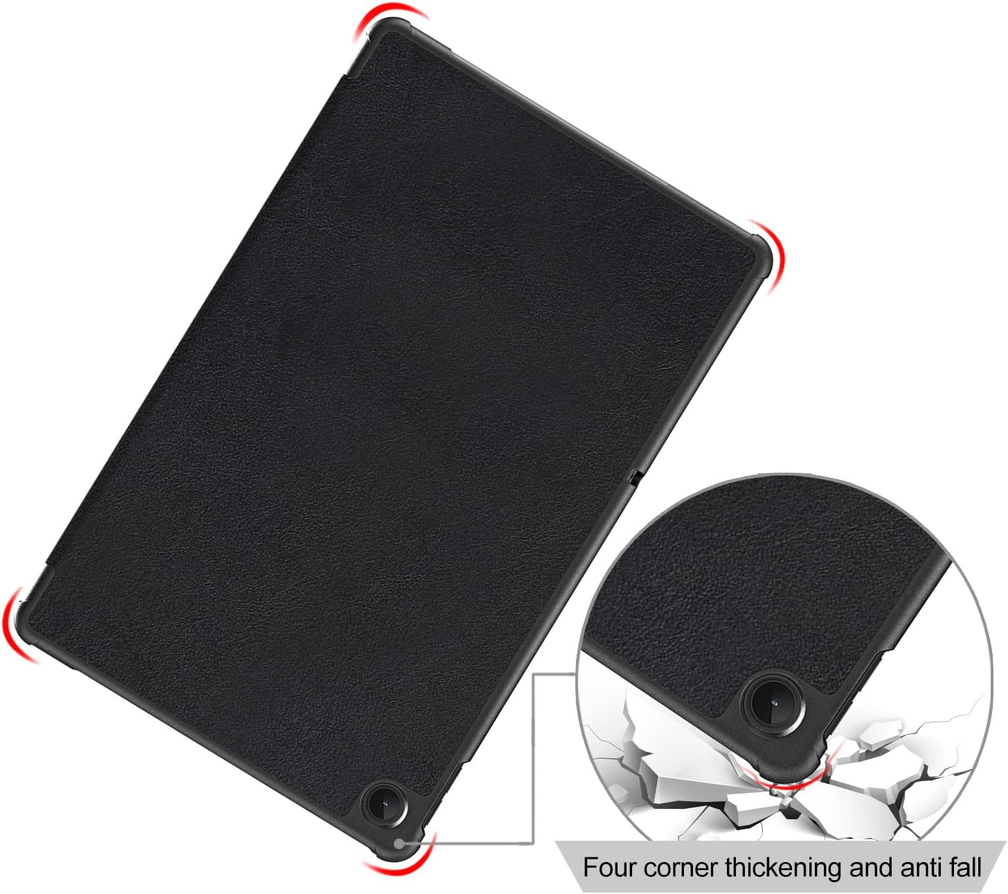 USTIYA Case for Lenovo Tab M10 plus 3Rd Gen 2022 TB-125F TB-128F 10.6" Protective Leather PC + PU Cover (Black) image number 4