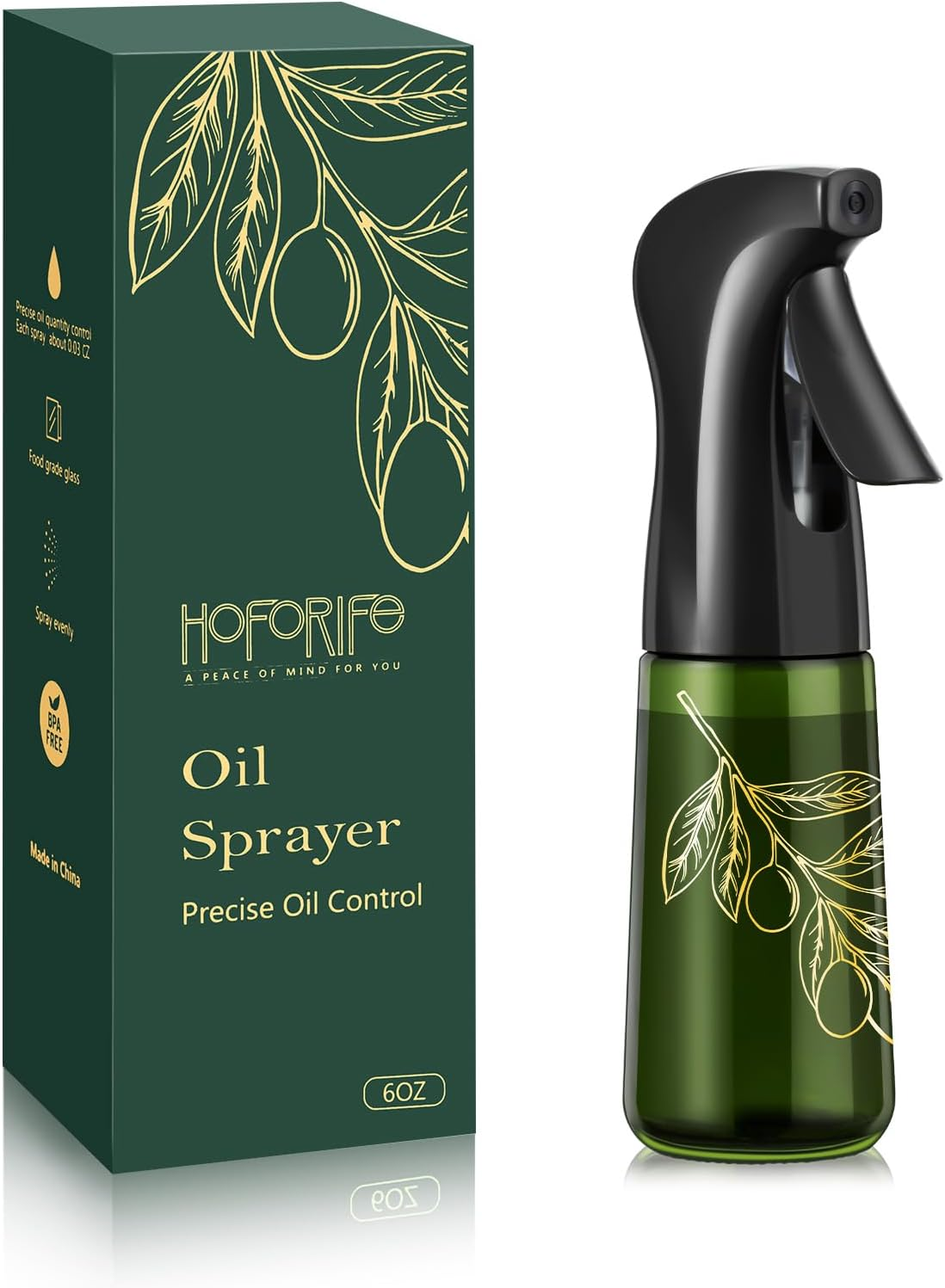 200 Ml Glass Olive Oil Sprayer, Oil Spray Bottle for Cooking (Black, Block Light) image number 2